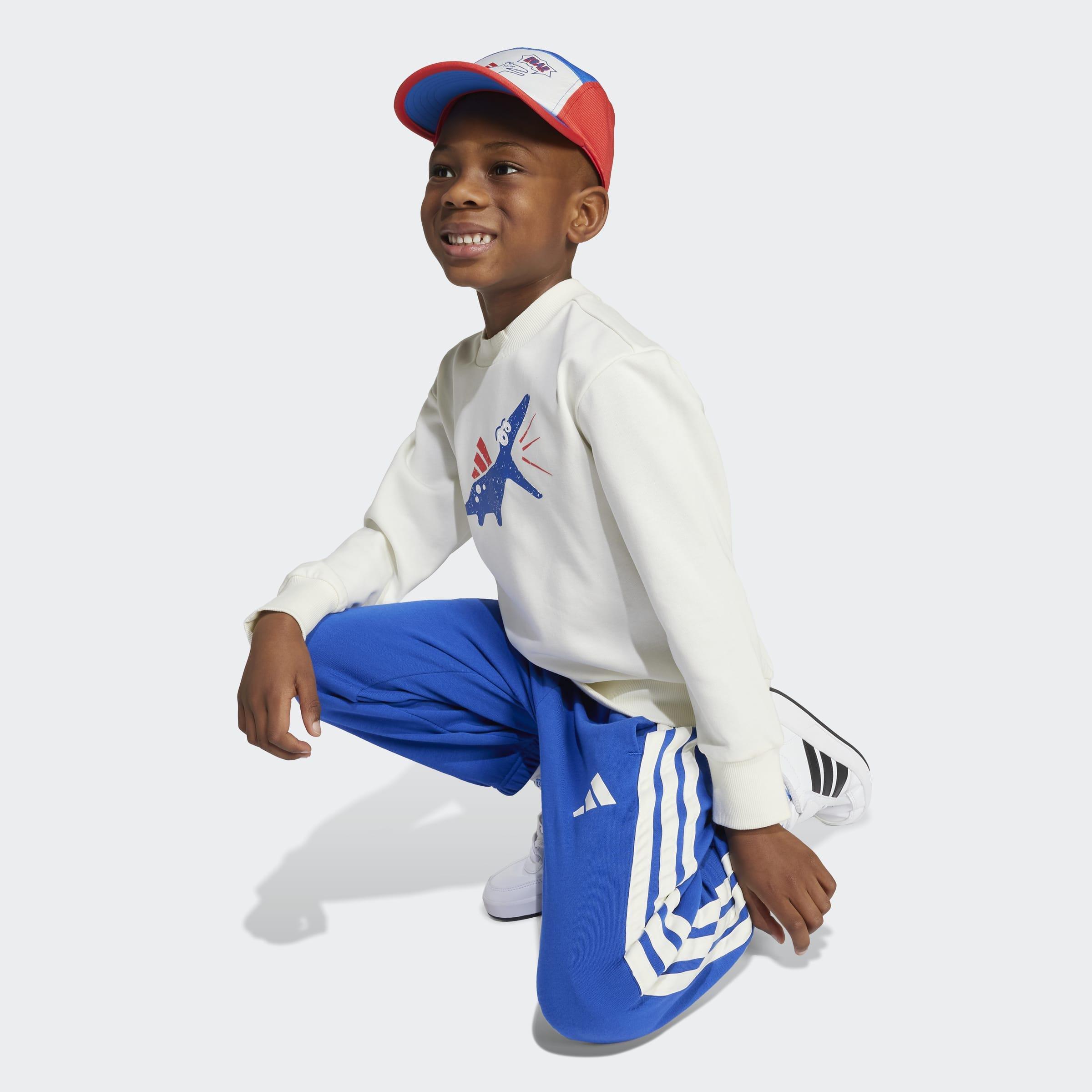 Kids Unisex Seasonal Essentials Adiraptor Fleece Jogger Set Little, White, A901_ONE, large image number 3