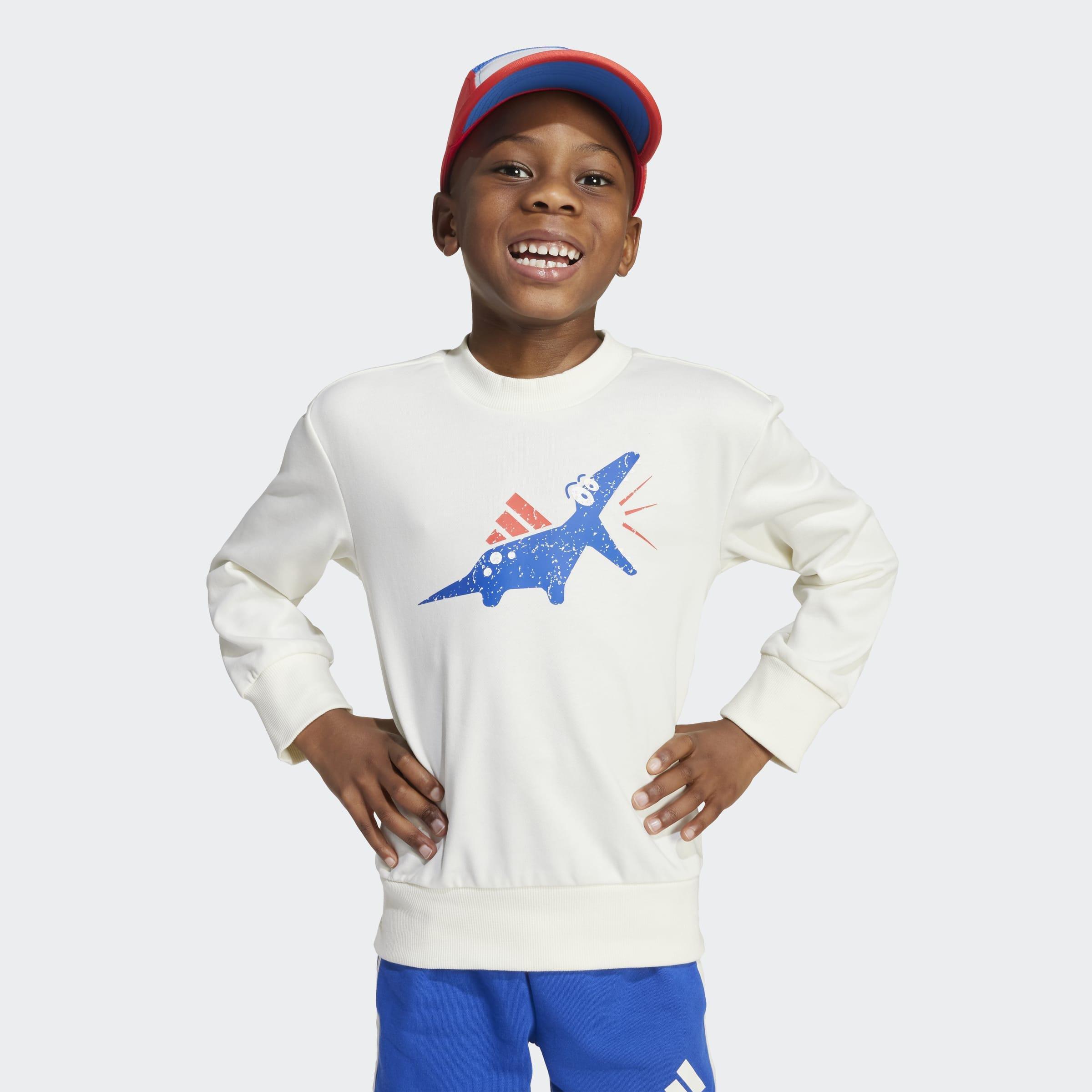 Kids Unisex Seasonal Essentials Adiraptor Fleece Jogger Set Little, White, A901_ONE, large image number 4
