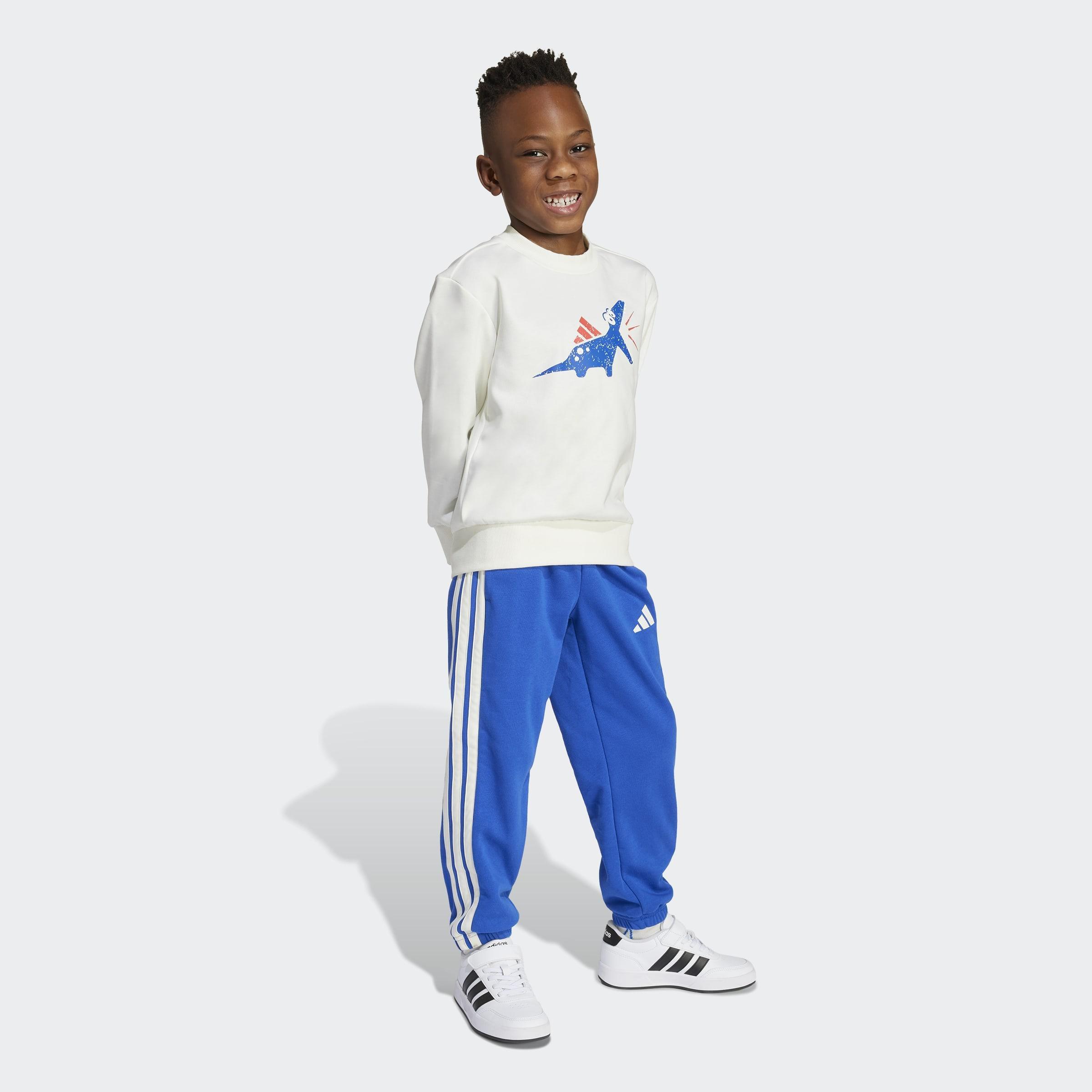 Kids Unisex Seasonal Essentials Adiraptor Fleece Jogger Set Little, White, A901_ONE, large image number 6