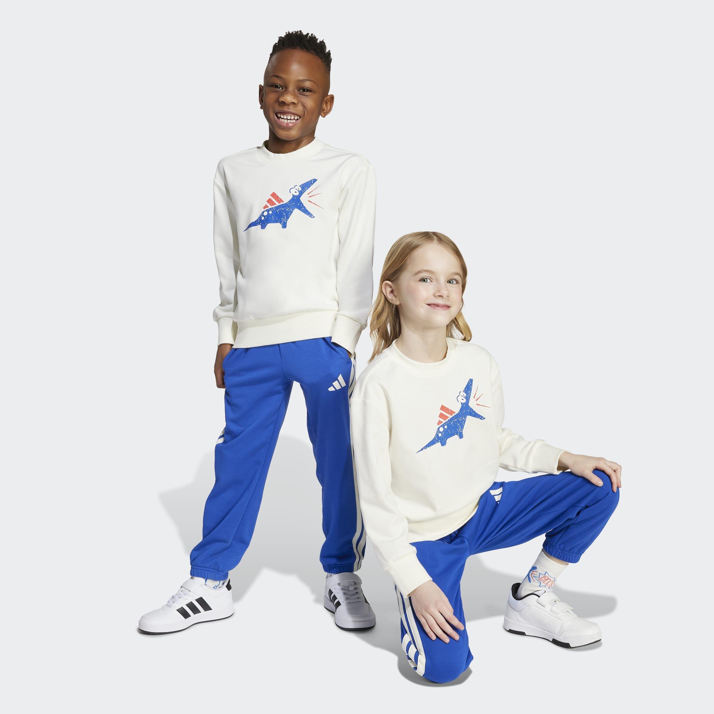 Kids Unisex Seasonal Essentials Adiraptor Fleece Jogger Set Little, White, A901_ONE, large image number 7