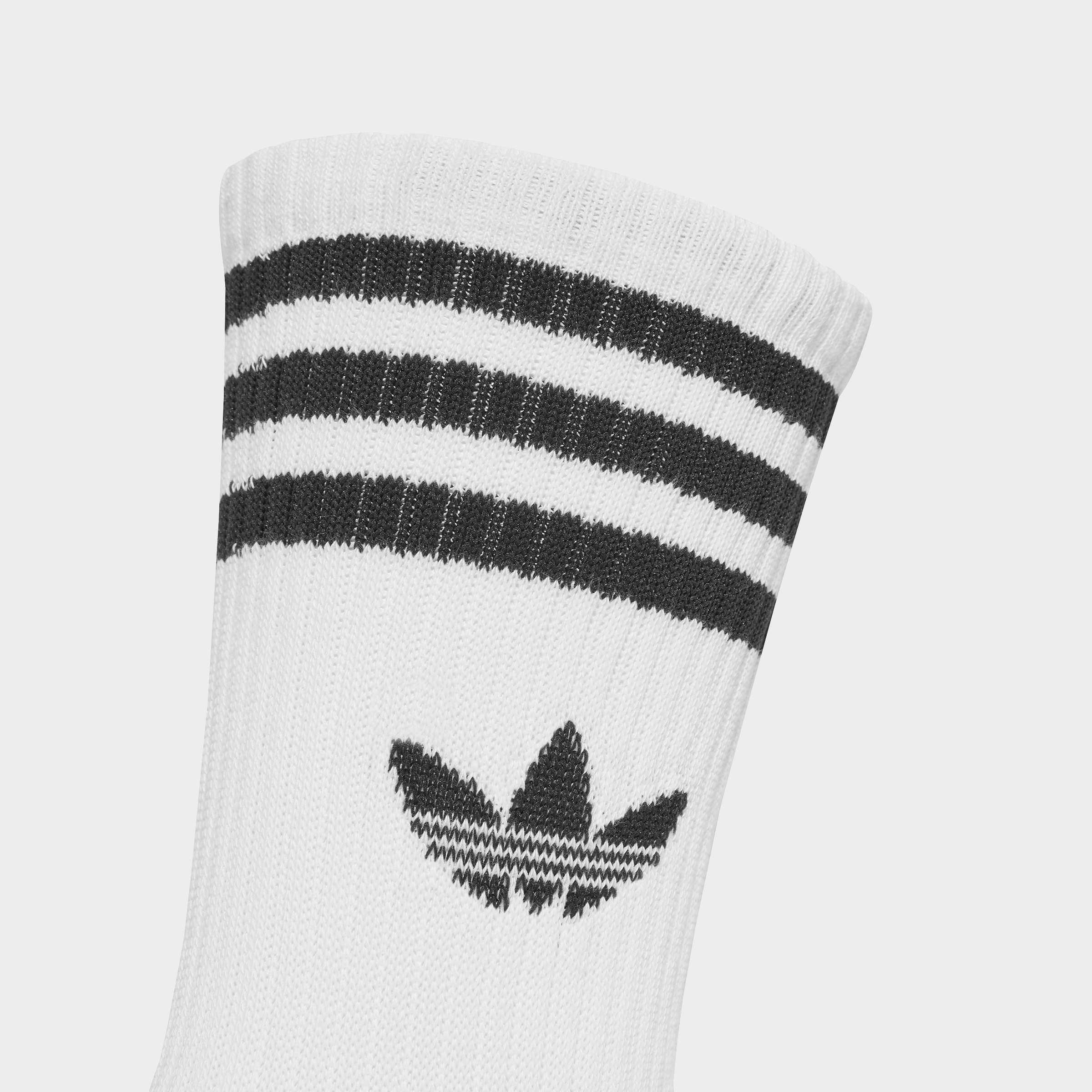 Unisex 3-Stripes Crew Socks - 3 Pairs, White, A901_ONE, large image number 3