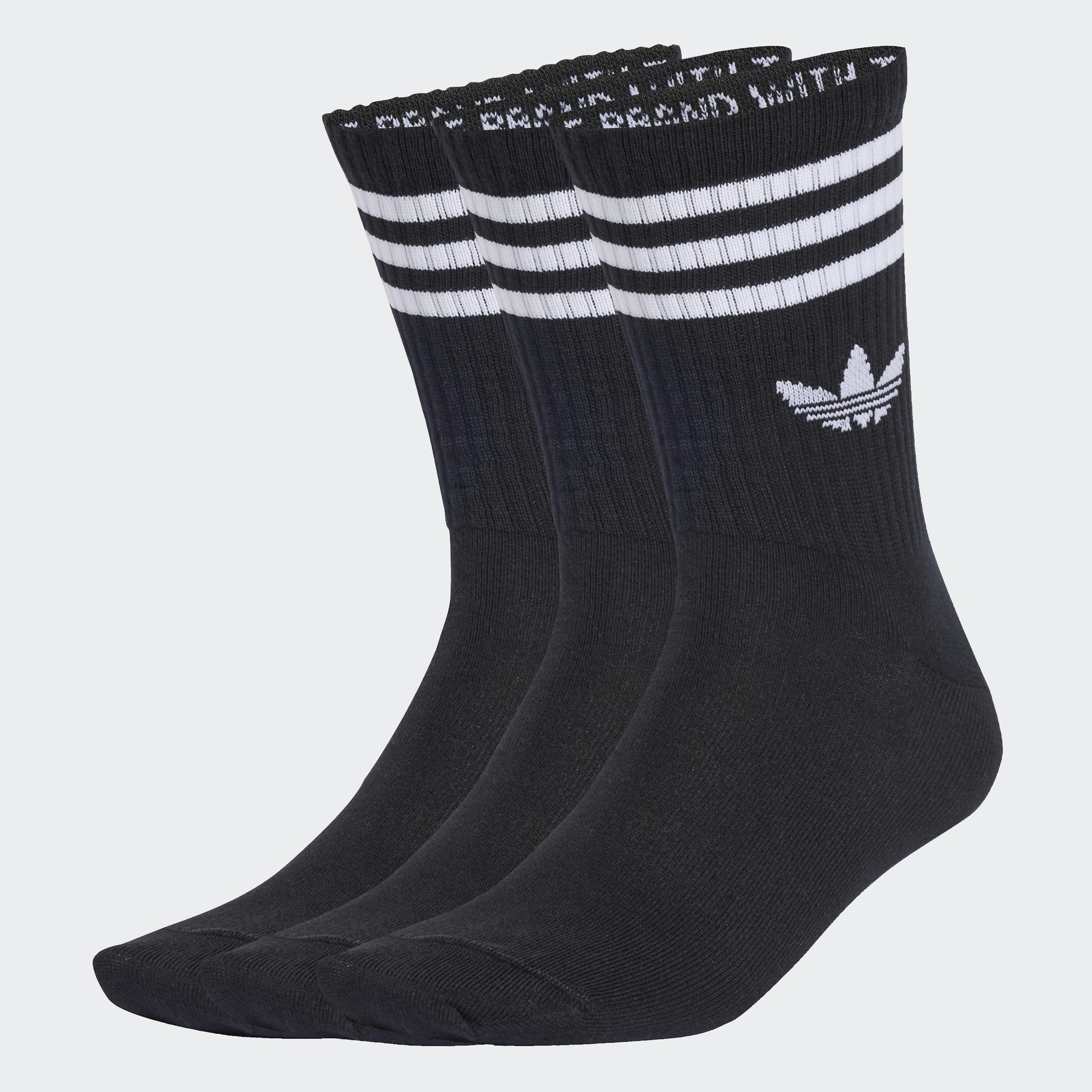 Unisex 3-Stripes Crew Socks - 3 Pairs, Black, A901_ONE, large image number 0