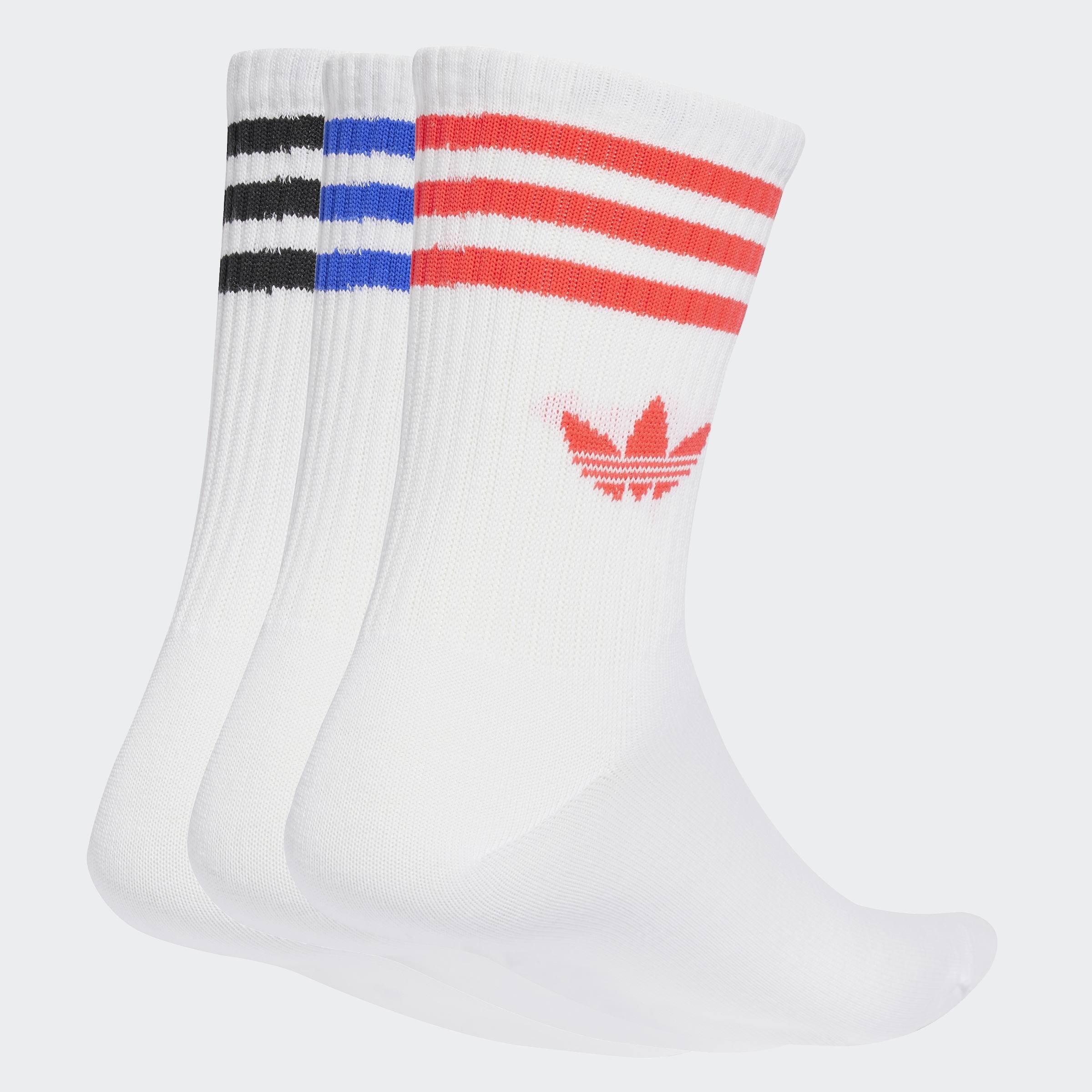 Unisex 3-Stripes Crew Socks 3 Pairs, Multicolour, A901_ONE, large image number 0