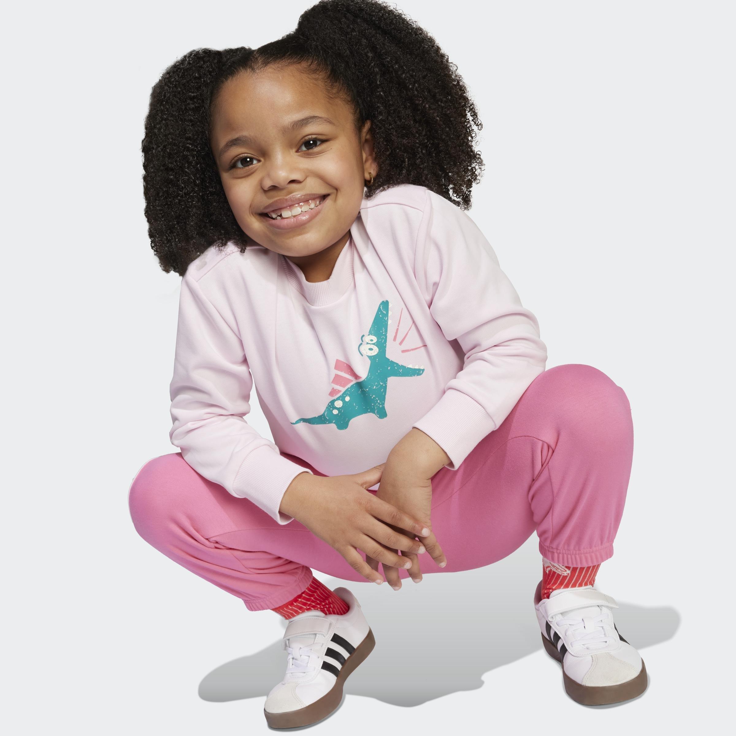 Kids Unisex Seasonal Essentials Adiraptor Fleece Jogger Set Little, Pink, A901_ONE, large image number 3