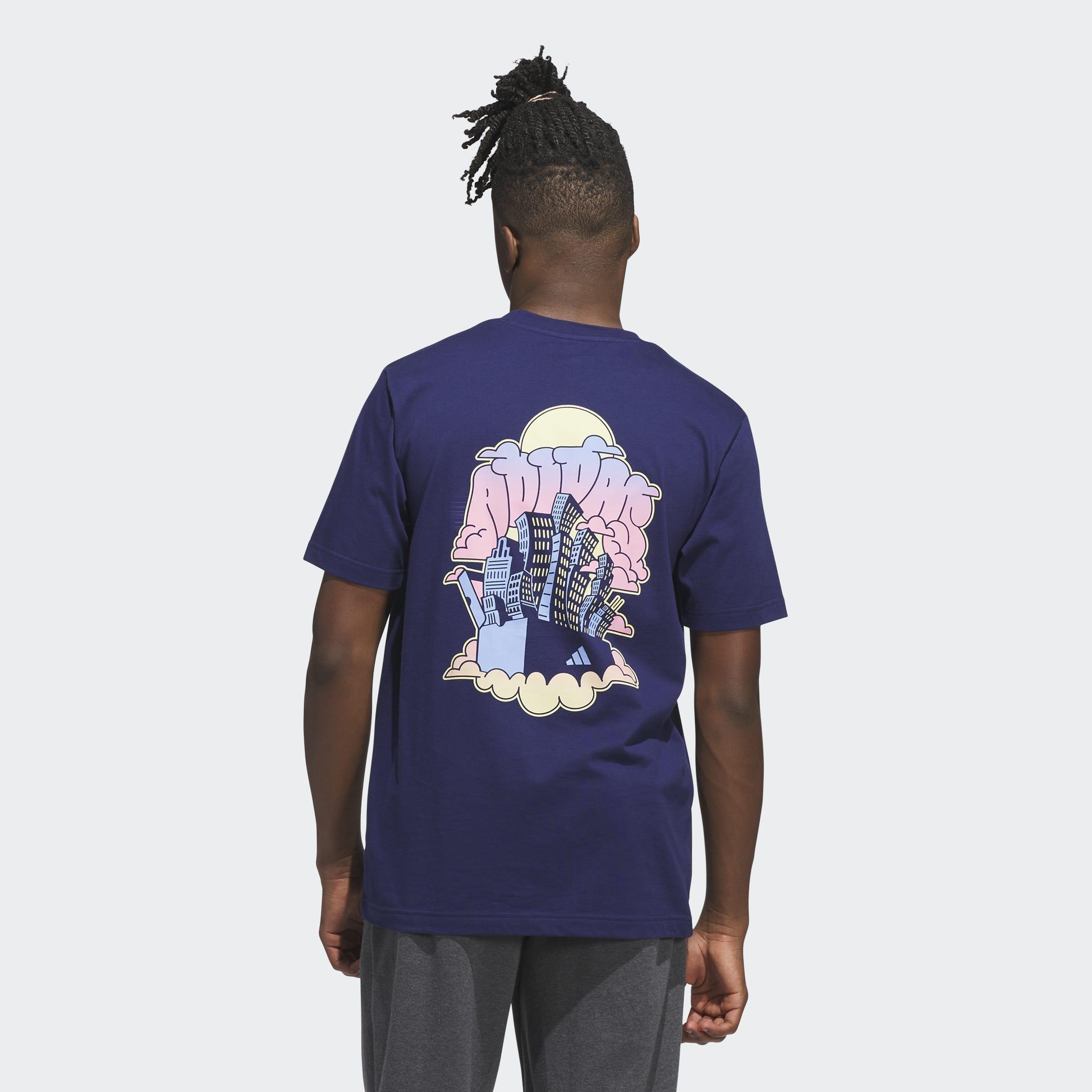 90s Nostalgia City Graphic T-Shirt, Blue