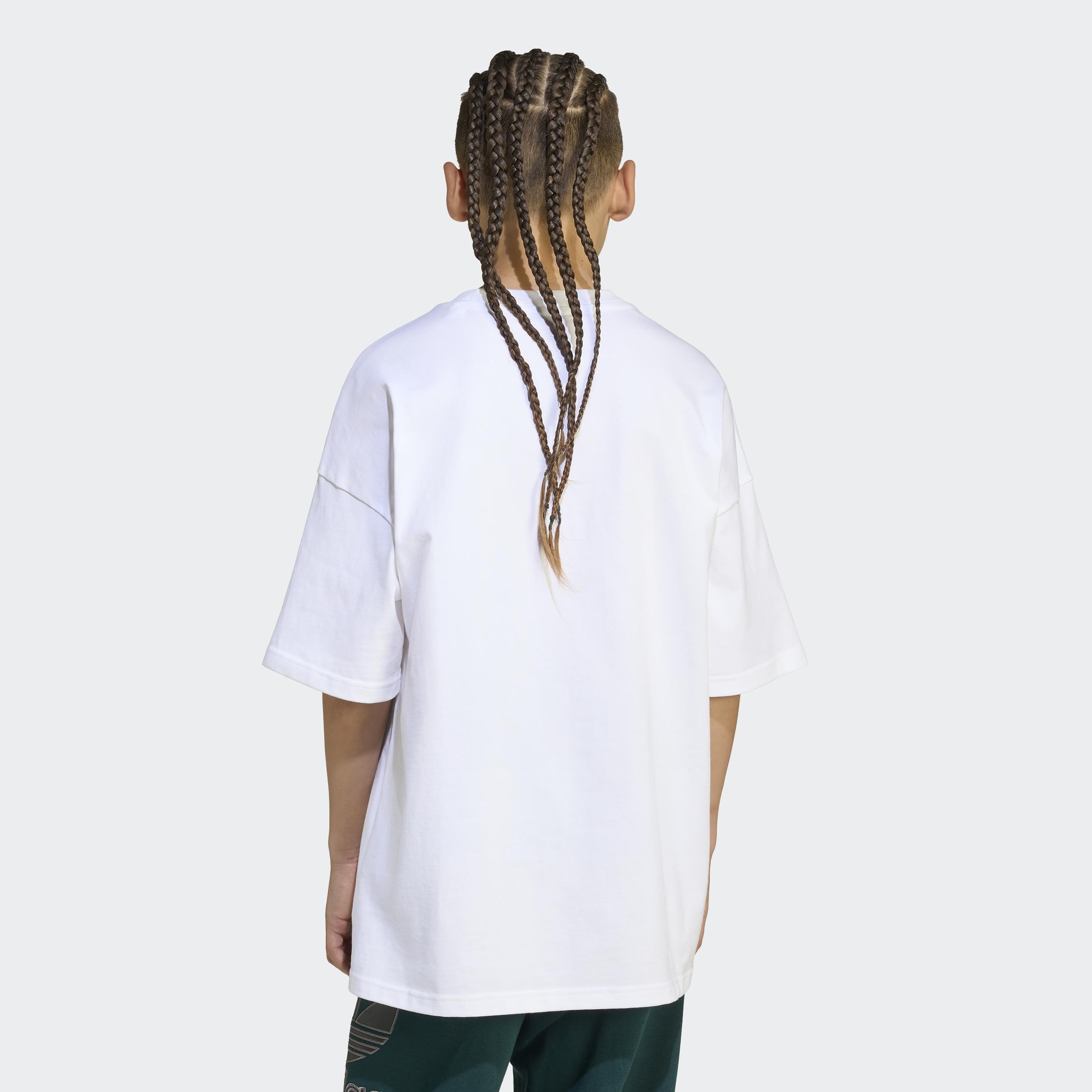 Kids Unisex Oversize Trefoil T-Shirt, White, A901_ONE, large image number 2