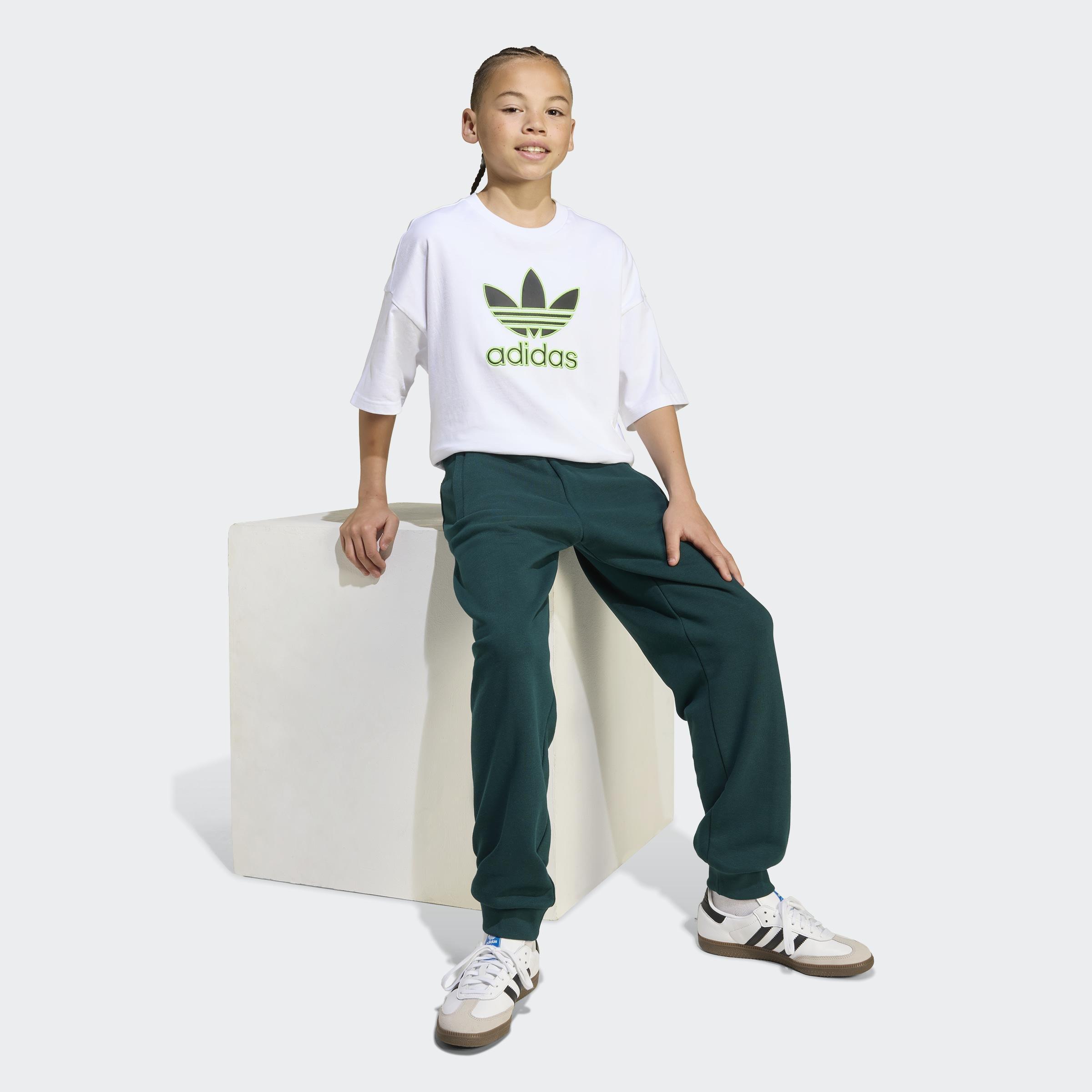 Kids Unisex Oversize Trefoil T-Shirt, White, A901_ONE, large image number 7