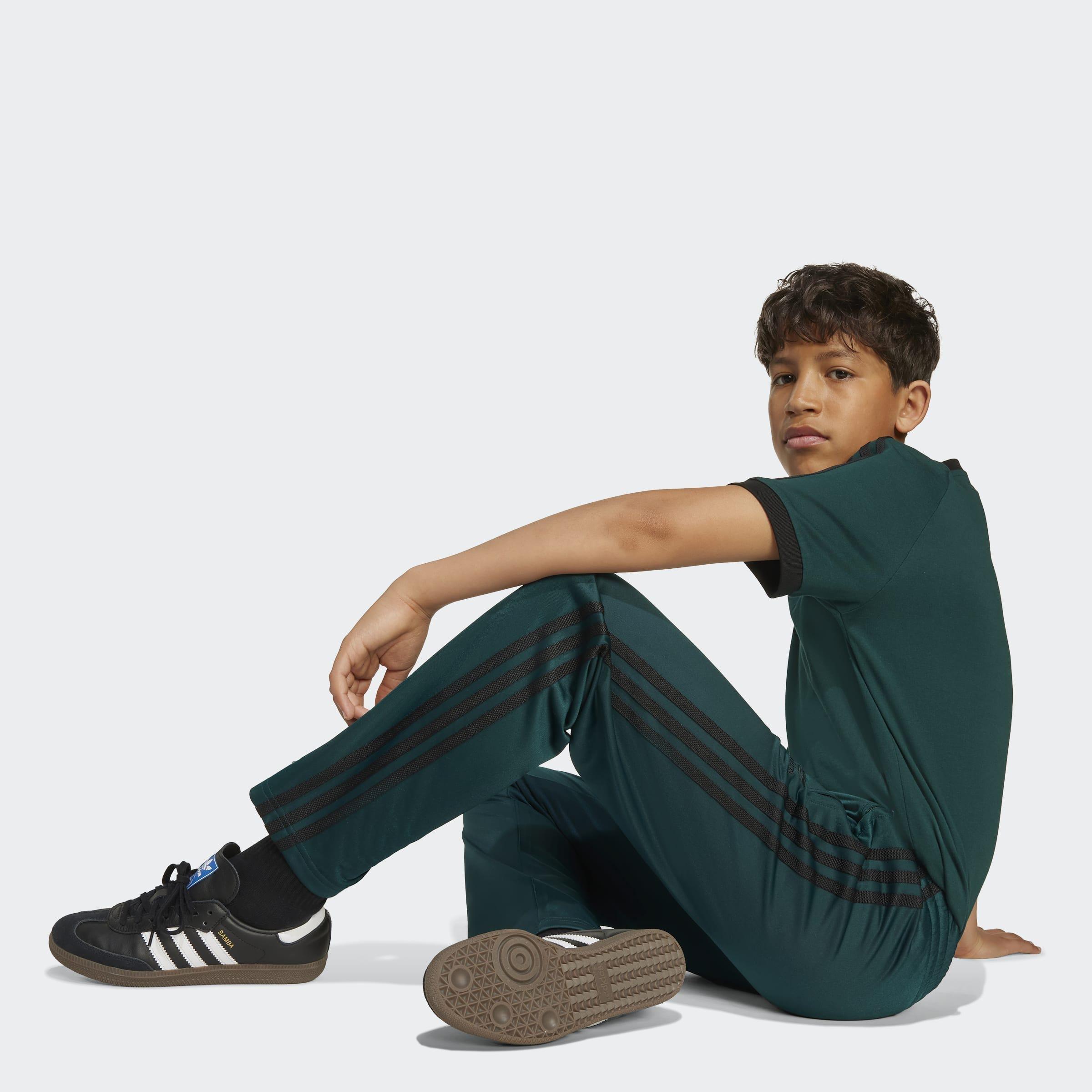Kids Unisex Adicolor Firebird Tracksuit Bottoms, Green, A901_ONE, large image number 3