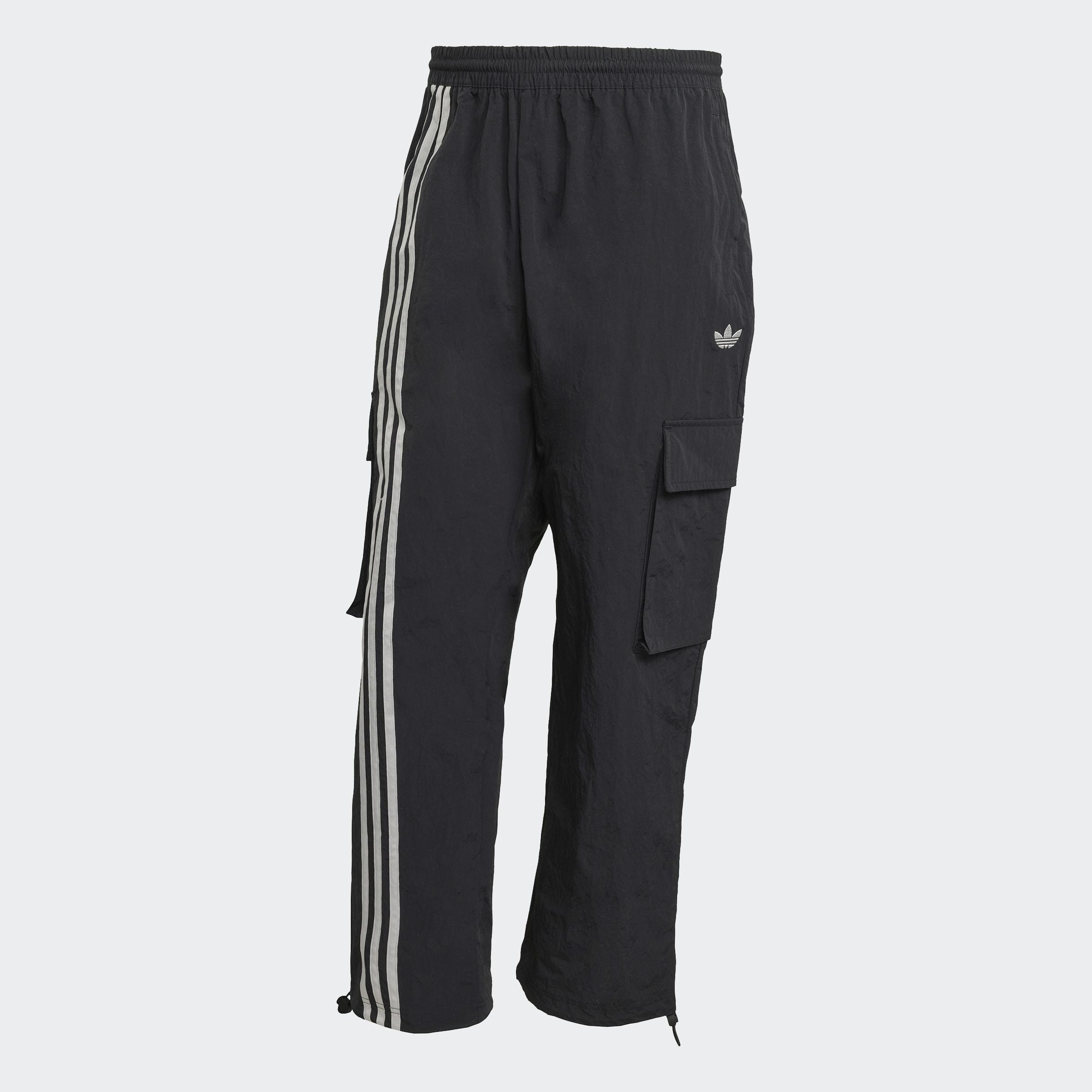 Front Stripes Woven Cargo Tracksuit Bottoms, Black, A901_ONE, large image number 0