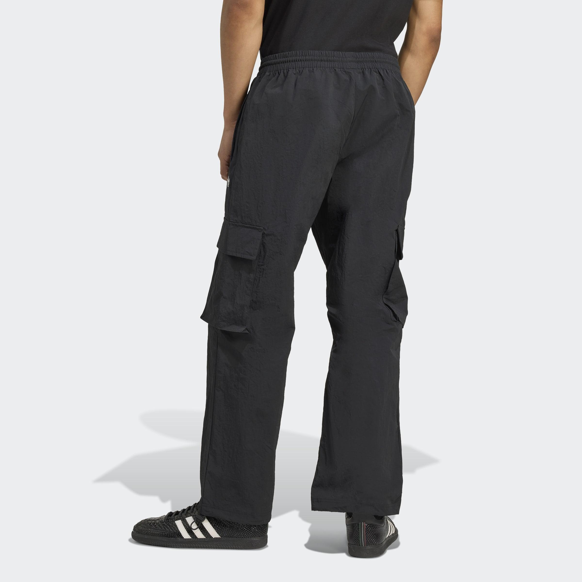 Front Stripes Woven Cargo Tracksuit Bottoms, Black