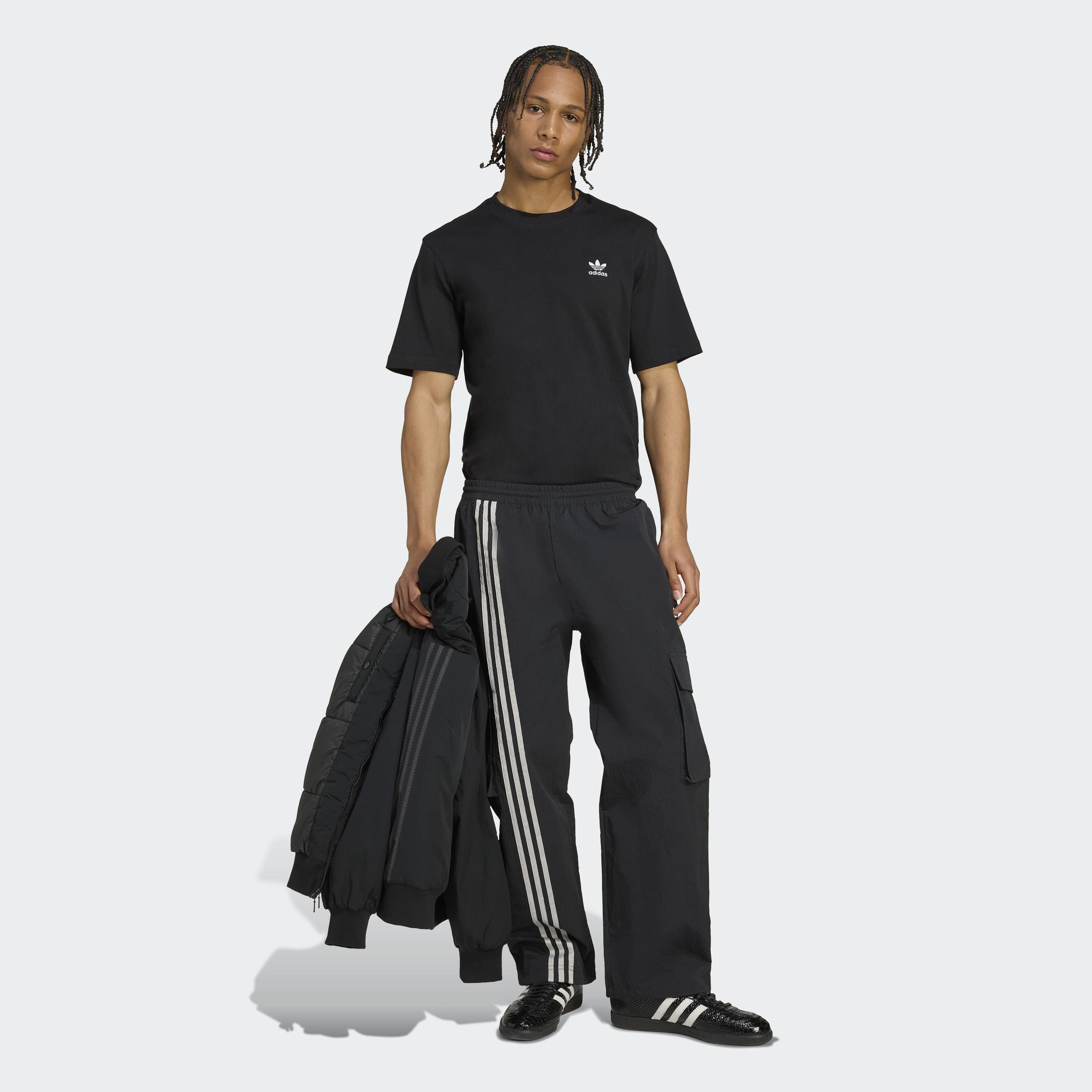 Front Stripes Woven Cargo Tracksuit Bottoms, Black, A901_ONE, large image number 4