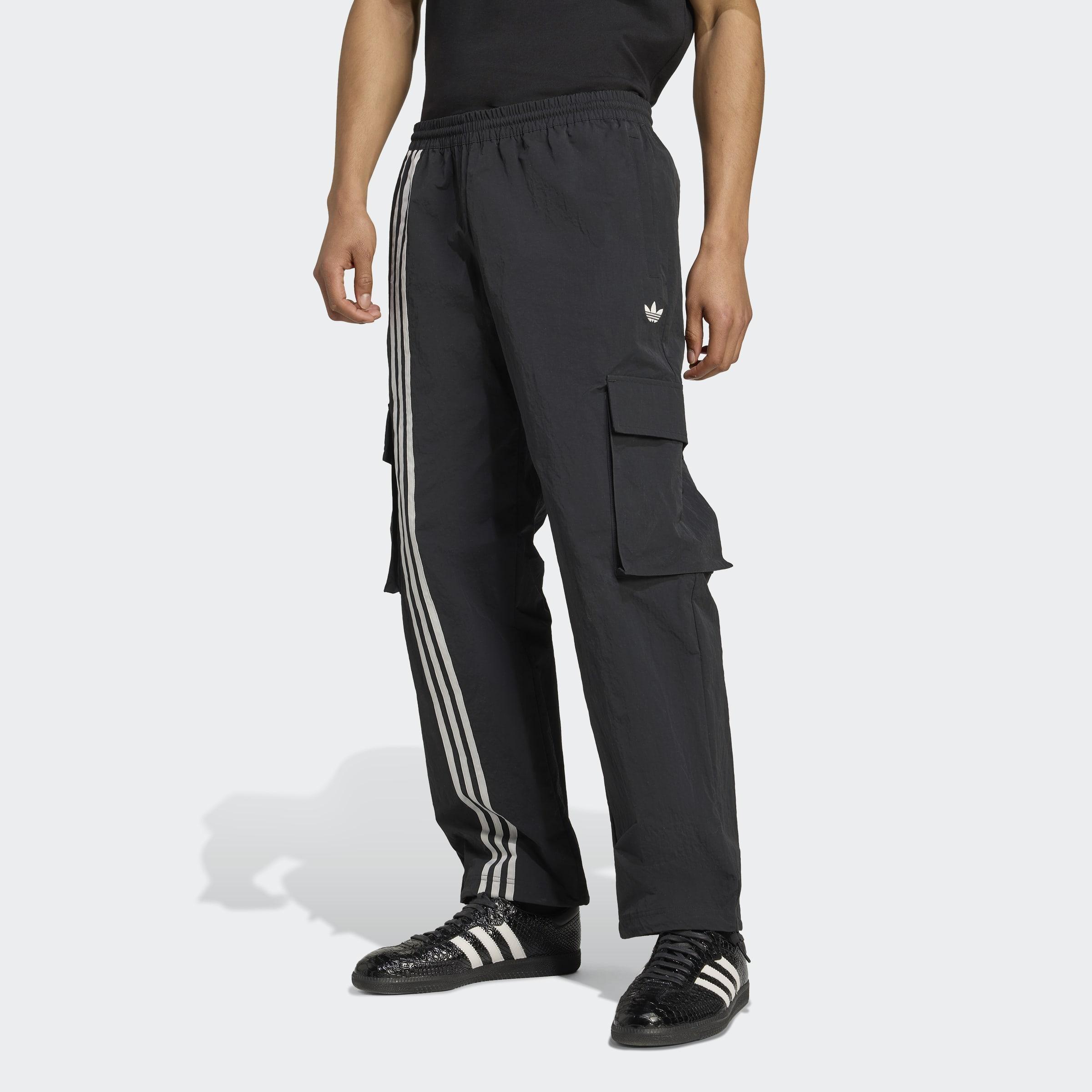 Front Stripes Woven Cargo Tracksuit Bottoms, Black, A901_ONE, large image number 5