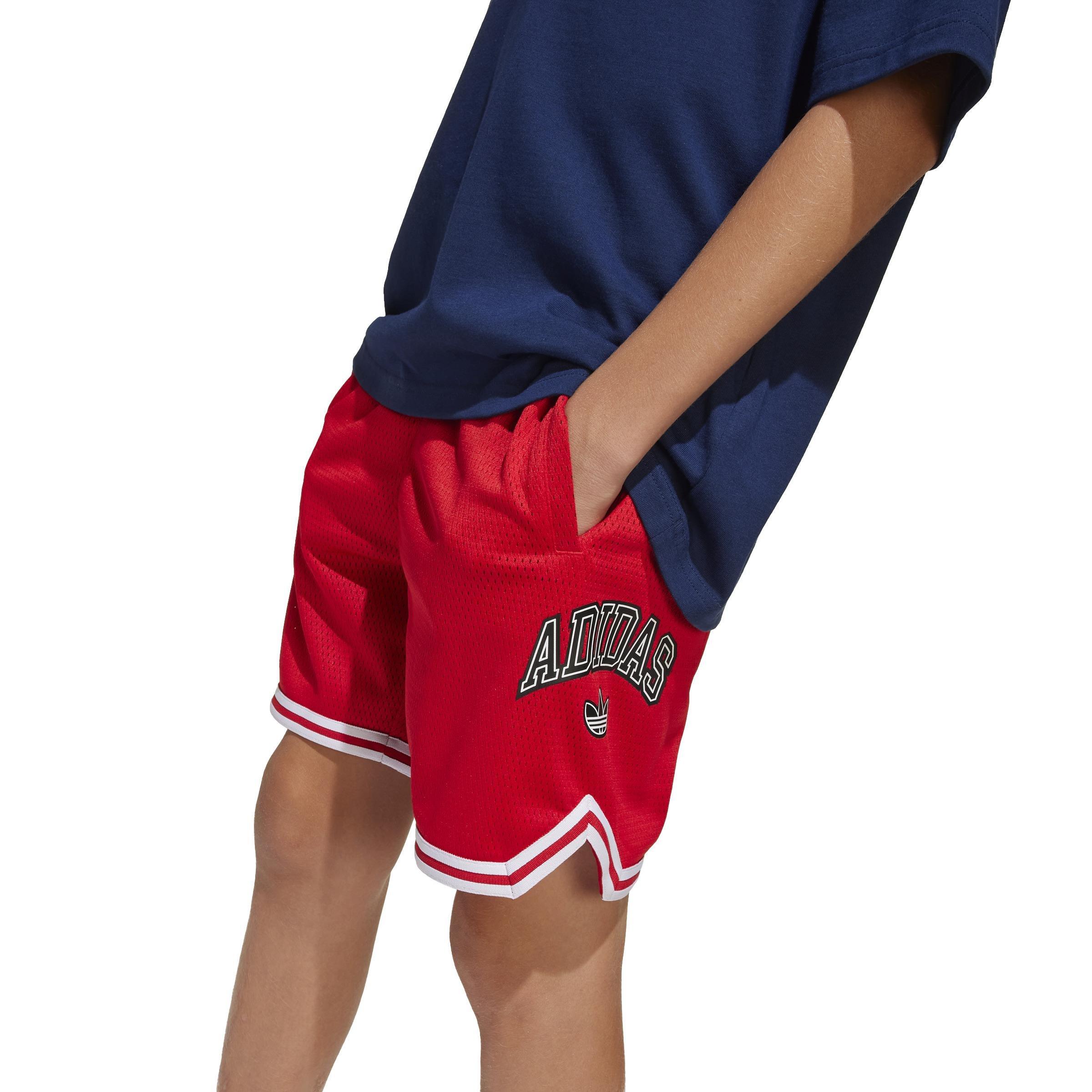 Kids Adidas Originals Shorts, Red, A901_ONE, large image number 5