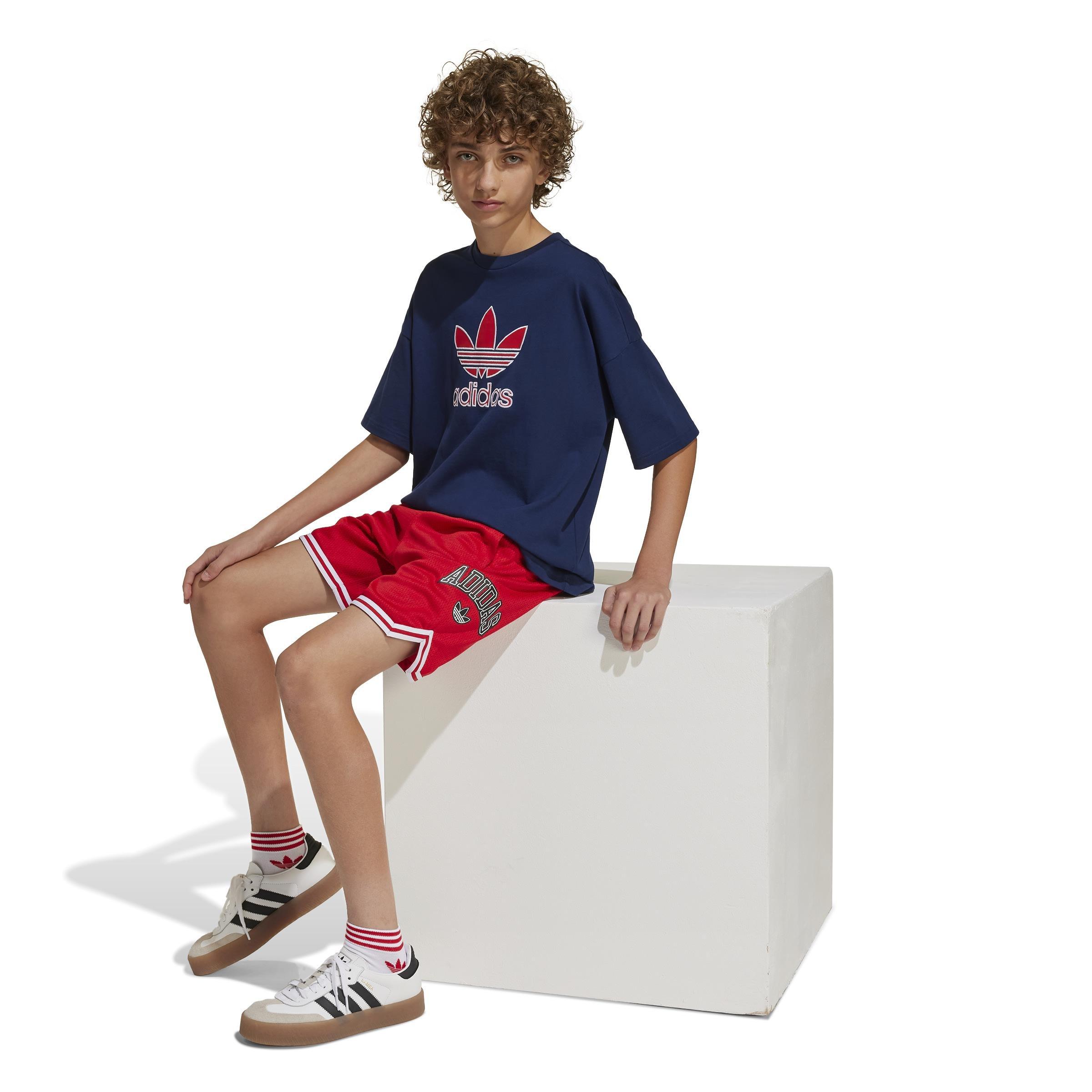 Kids Adidas Originals Shorts, Red, A901_ONE, large image number 9