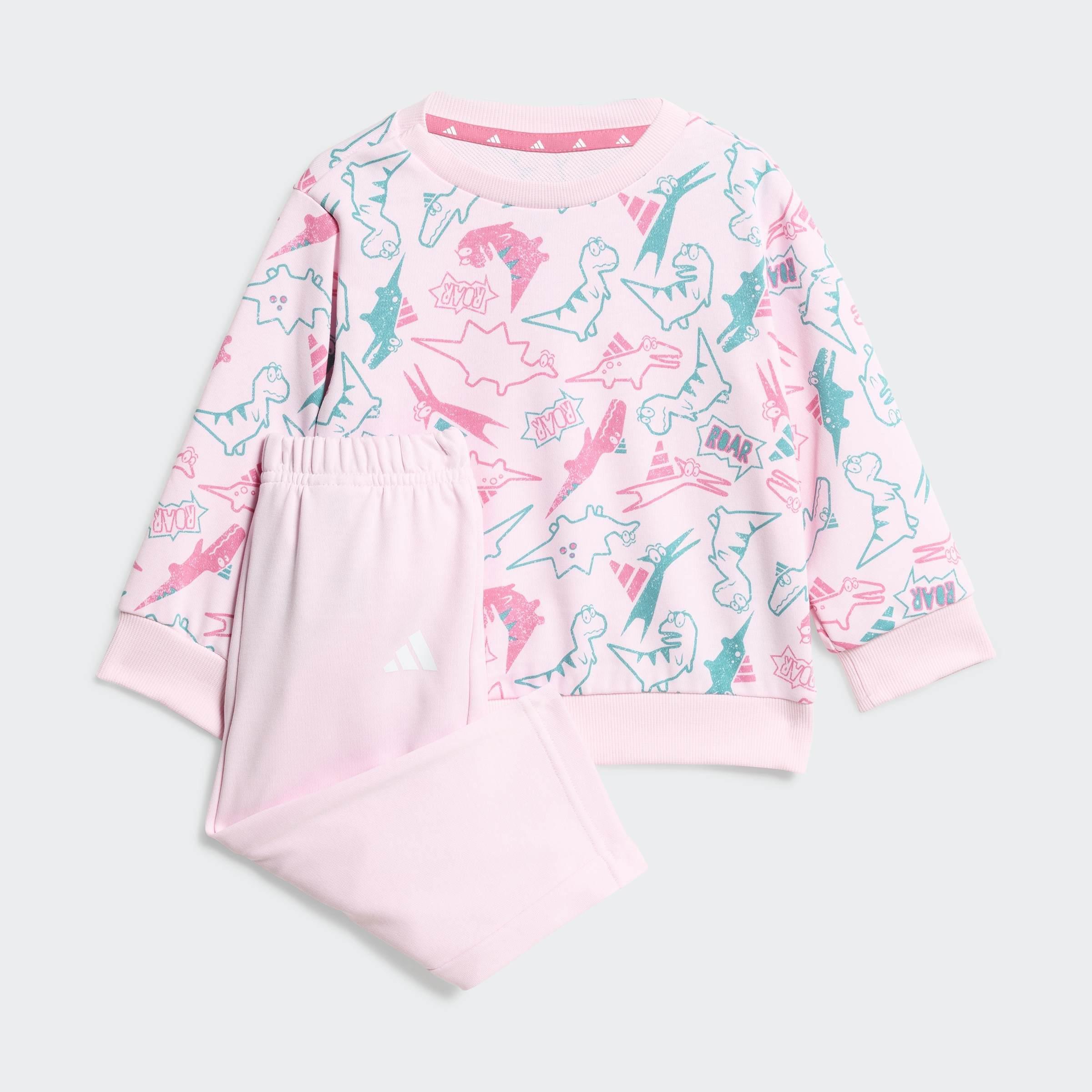Kids Unisex Seasonal Essentials Adiraptor French Terry Jogger Set, Pink, A901_ONE, large image number 0
