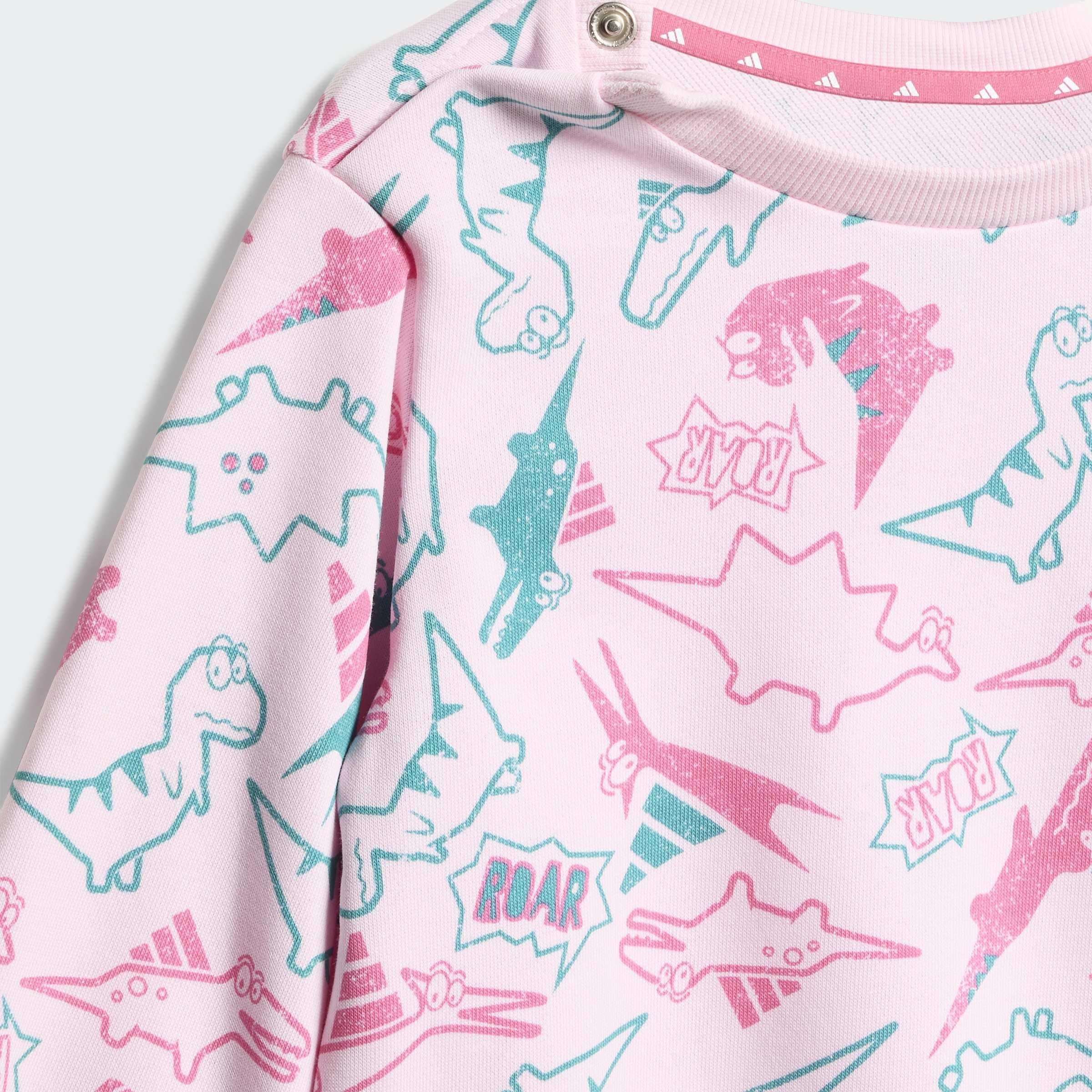 Kids Unisex Seasonal Essentials Adiraptor French Terry Jogger Set, Pink, A901_ONE, large image number 3