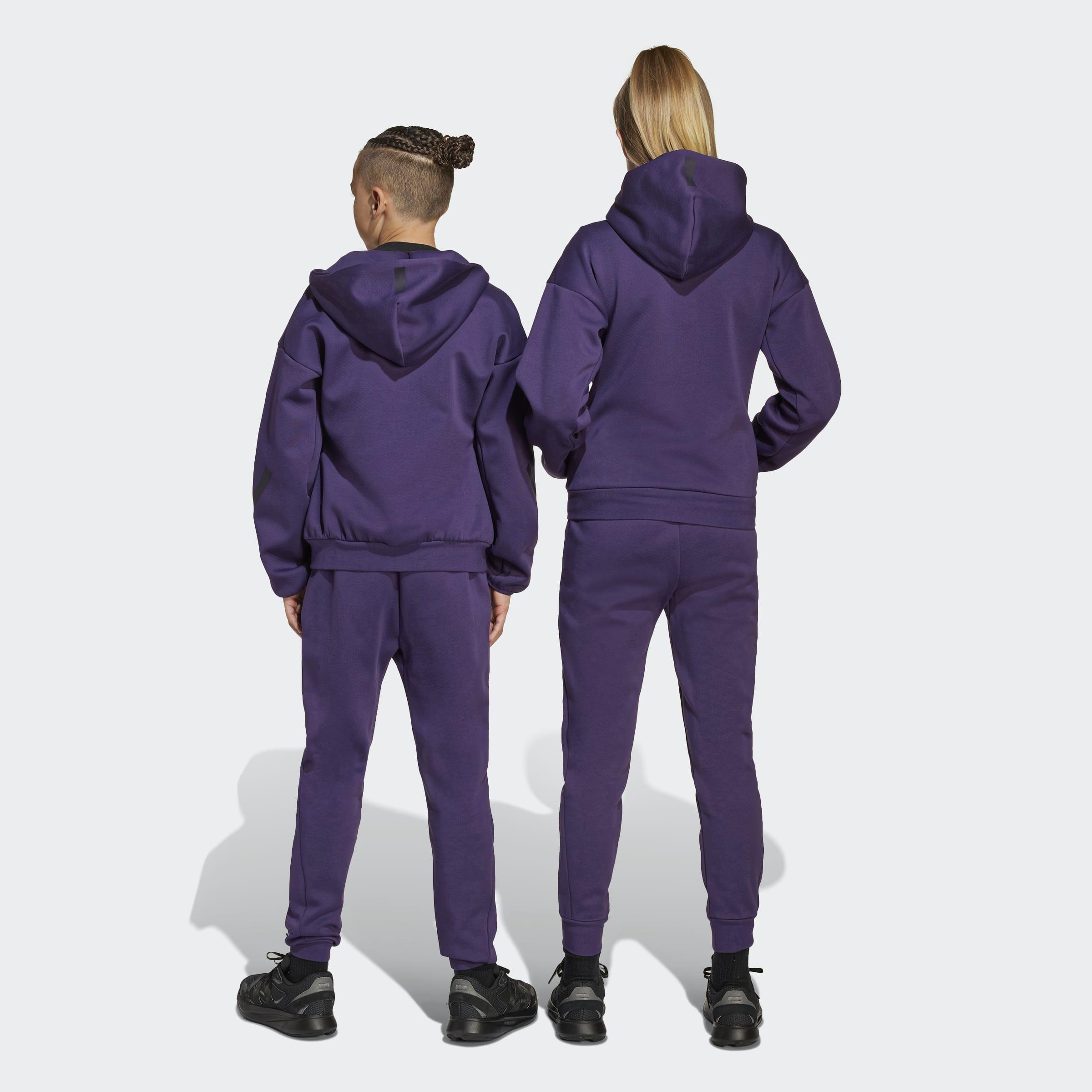 Kids Unisex Adidas Z.N.E. Tapered-Leg Tracksuit Bottoms, Purple, A901_ONE, large image number 2