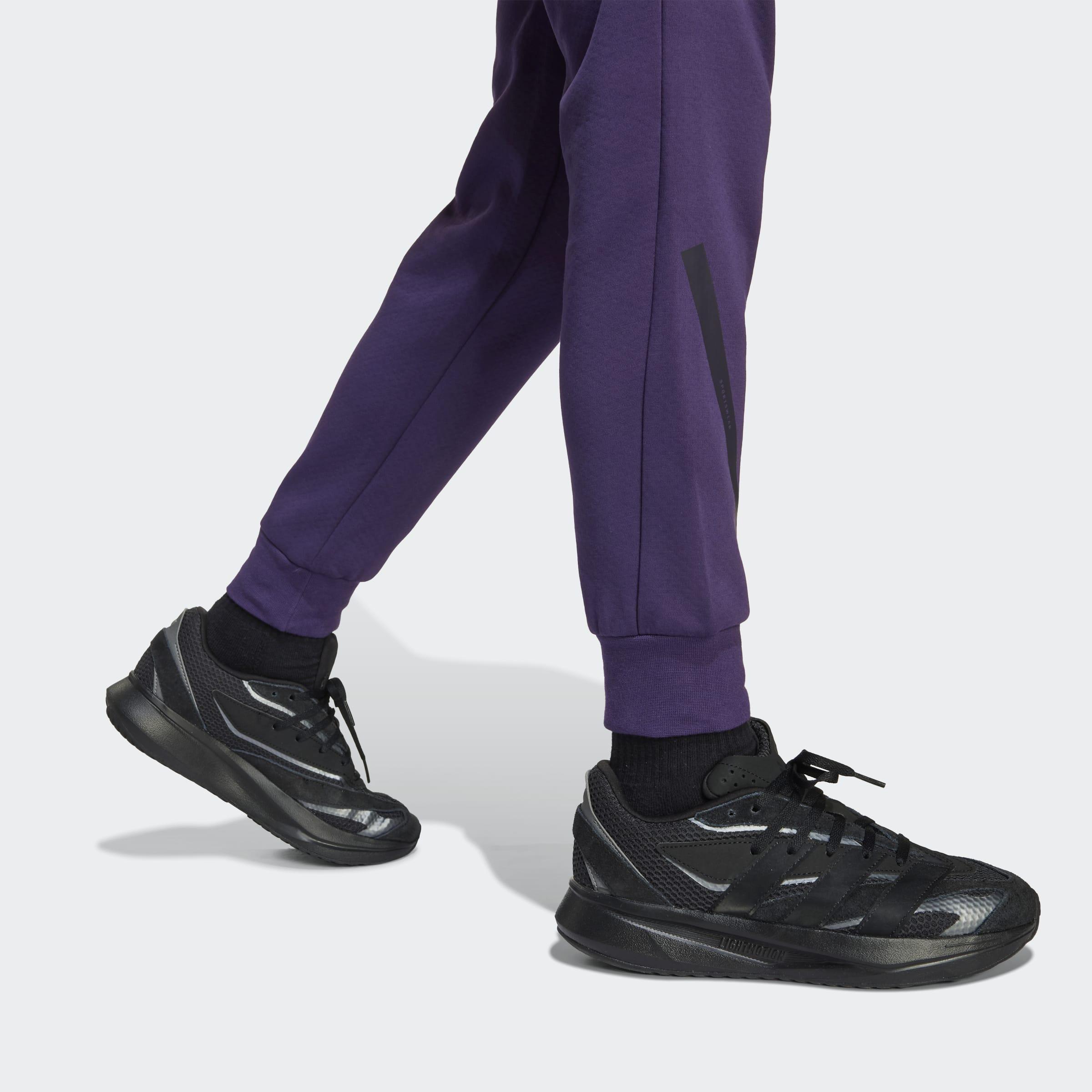 Kids Unisex Adidas Z.N.E. Tapered-Leg Tracksuit Bottoms, Purple, A901_ONE, large image number 3