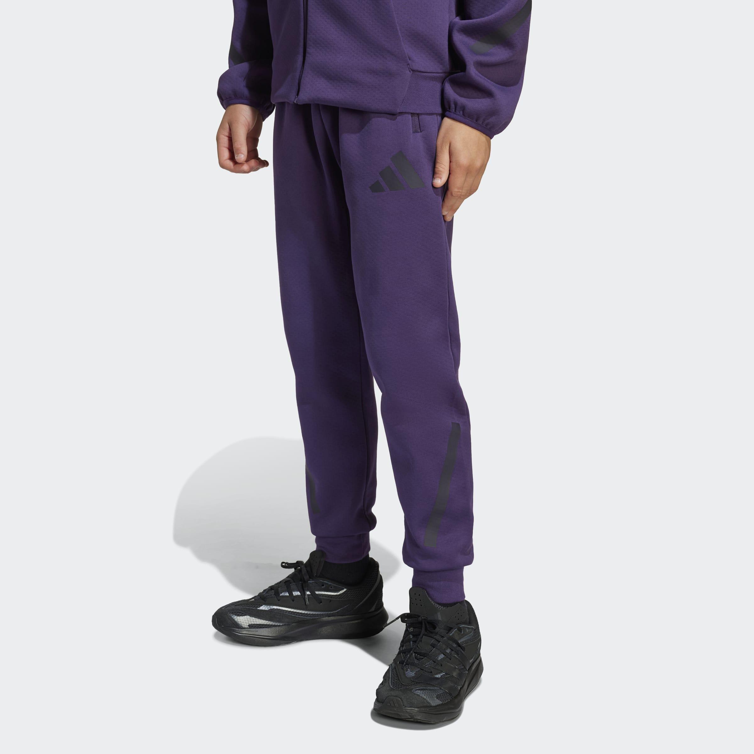 Kids Unisex Adidas Z.N.E. Tapered-Leg Tracksuit Bottoms, Purple, A901_ONE, large image number 5