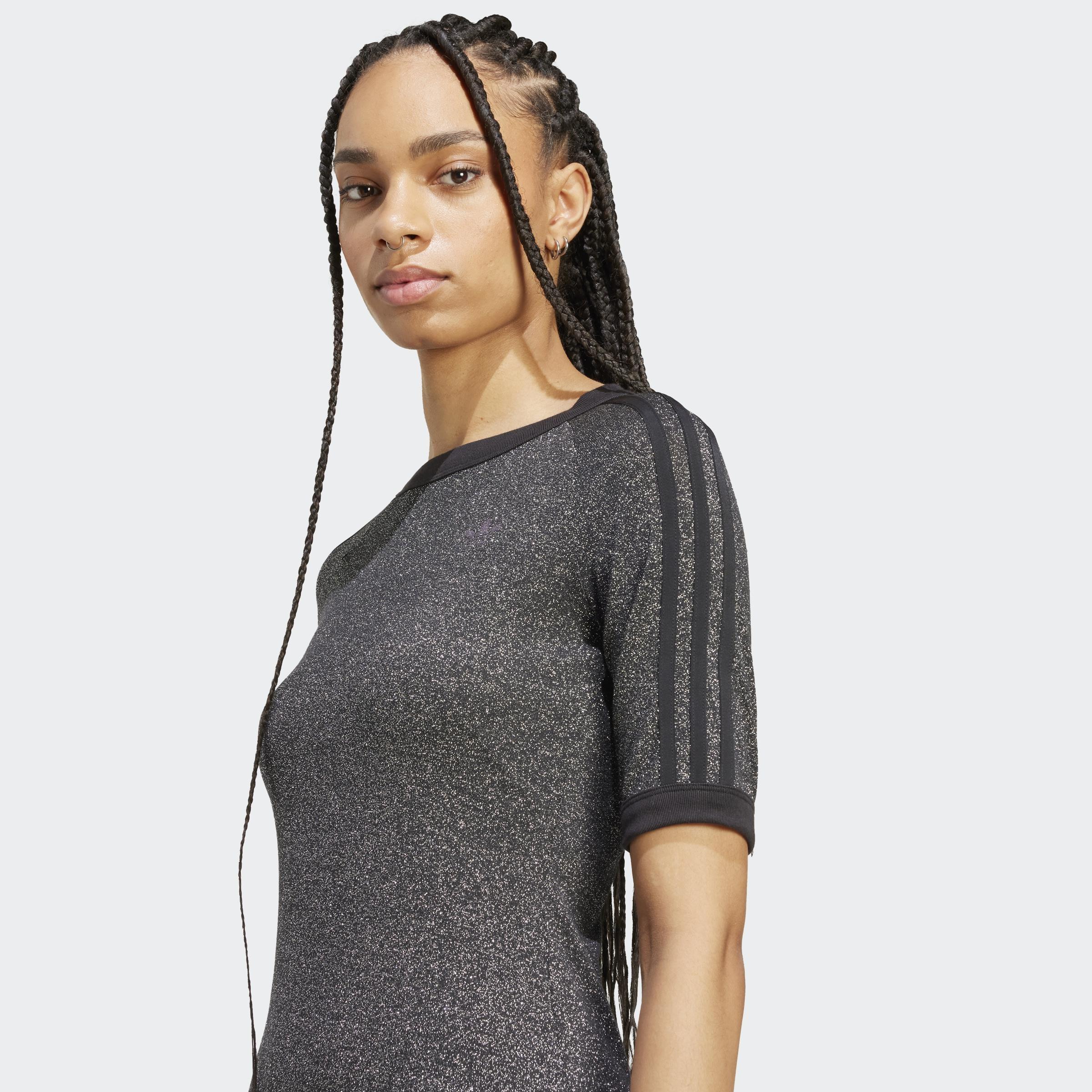Adicolor Holiday Glitter 3-Stripes Dress, Black, A901_ONE, large image number 3