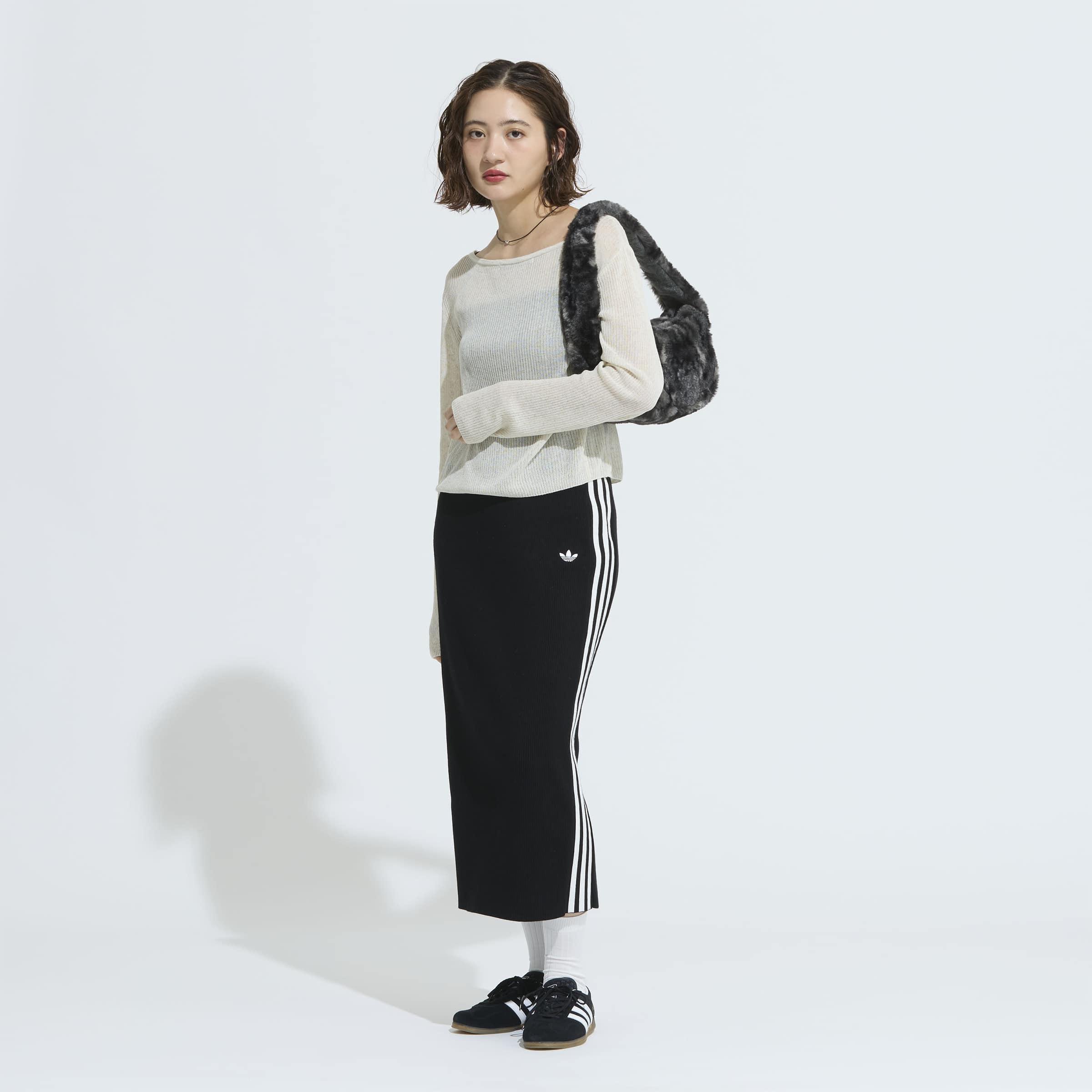 Adicolor Knit 3-Stripes Skirt, Black, A901_ONE, large image number 8