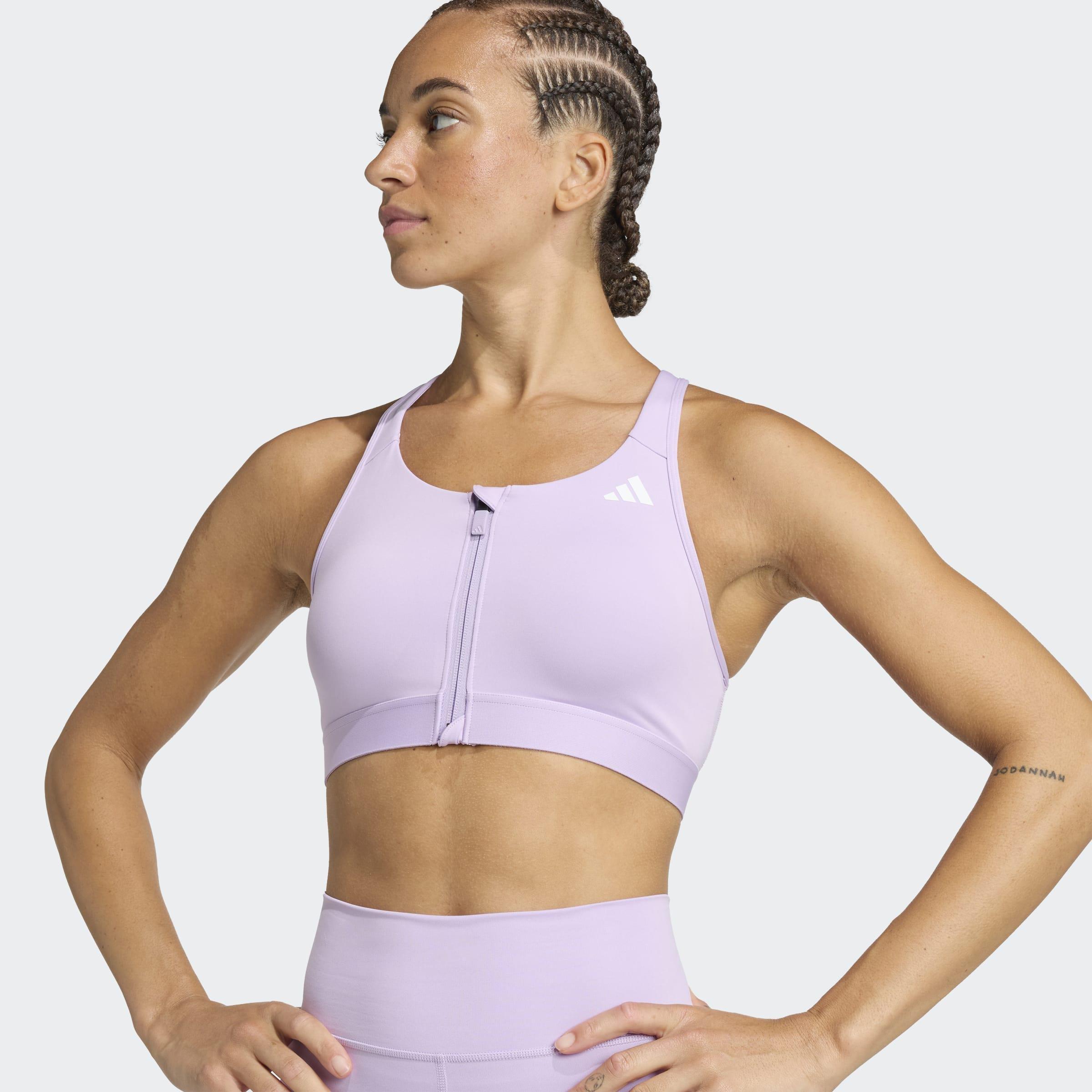 Powerreact Training Medium-Support Zip Bra, Purple, A901_ONE, large image number 4