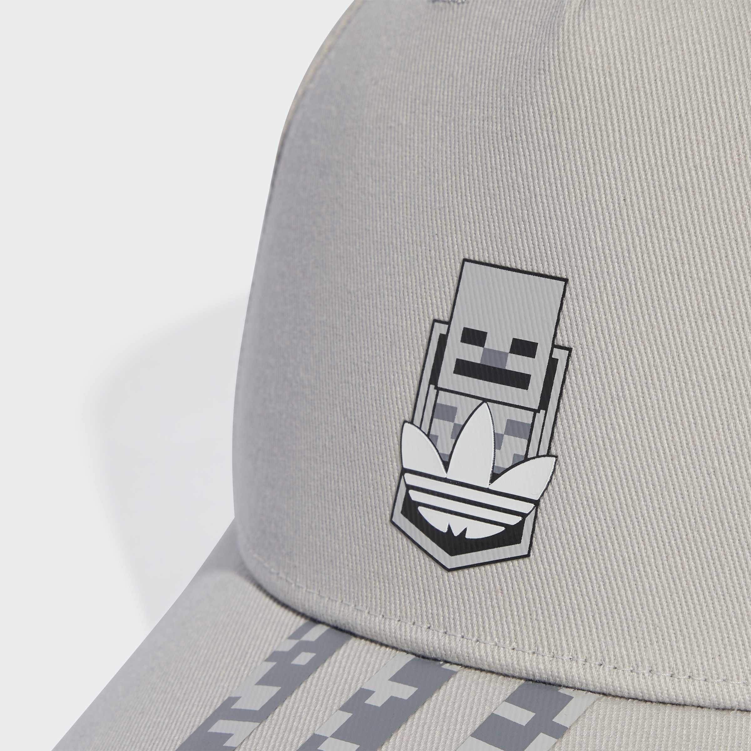 Kids Unisex Adidas Originals X Minecraft Cap, Grey, A901_ONE, large image number 2