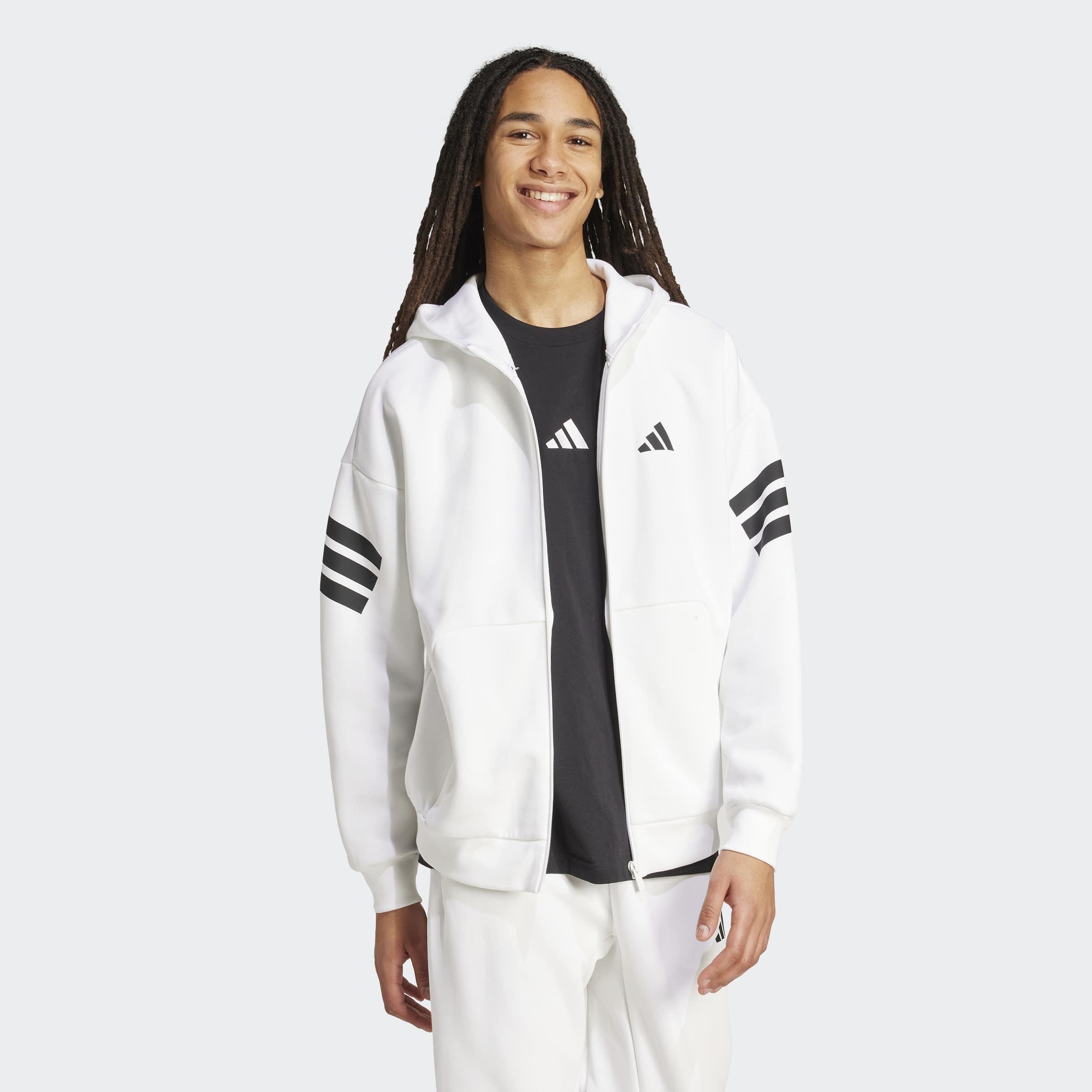 Future Icons 3-Stripes Full-Zip Hoodie, White, A901_ONE, large image number 4