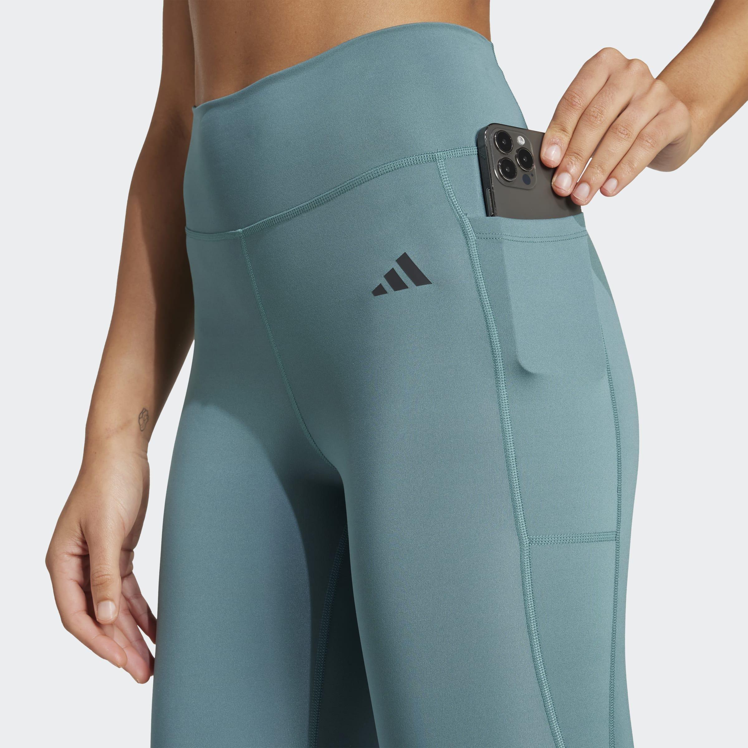 Optime Essentials Stash Pocket Full-Length Leggings, Green, A901_ONE, large image number 2