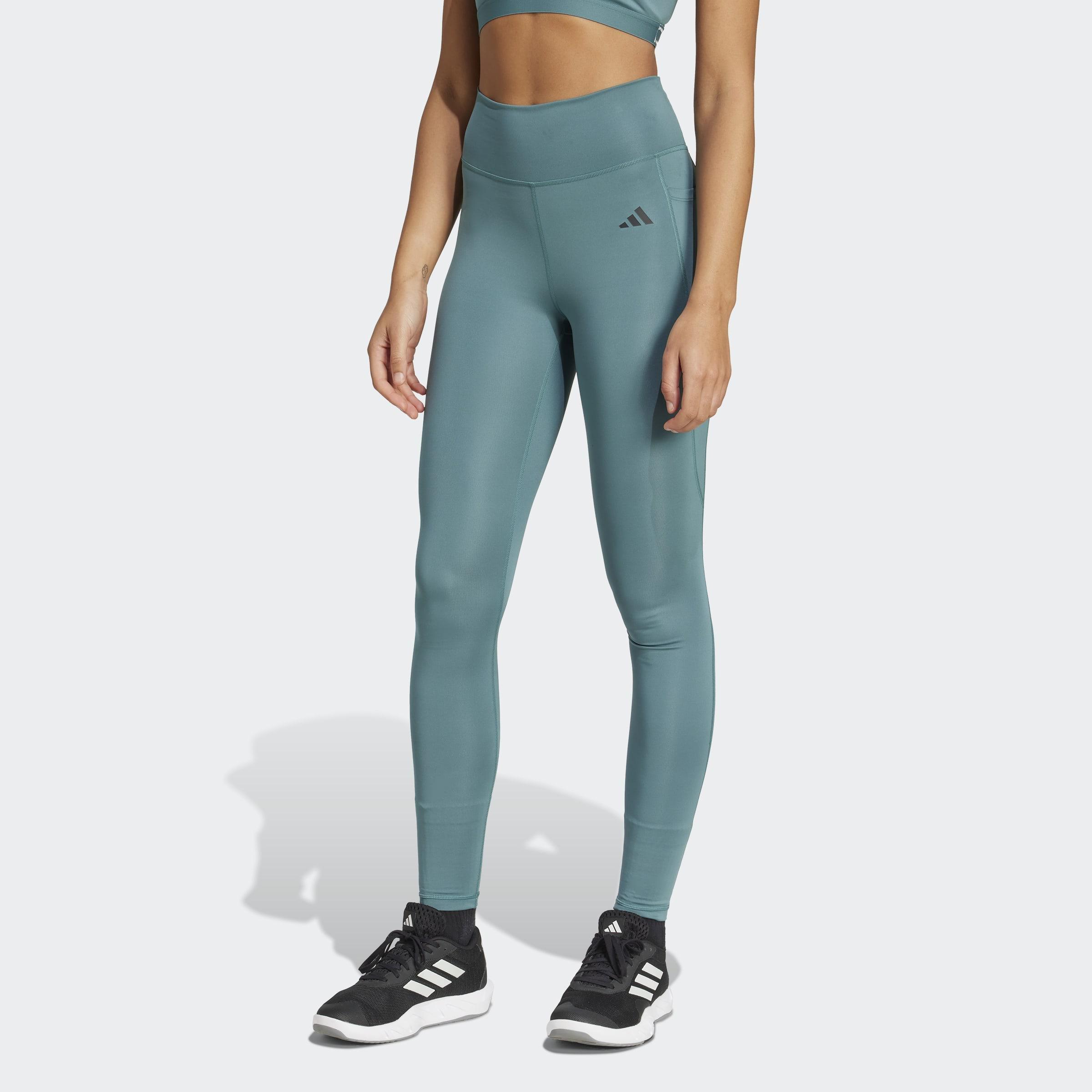 Optime Essentials Stash Pocket Full-Length Leggings, Green, A901_ONE, large image number 4