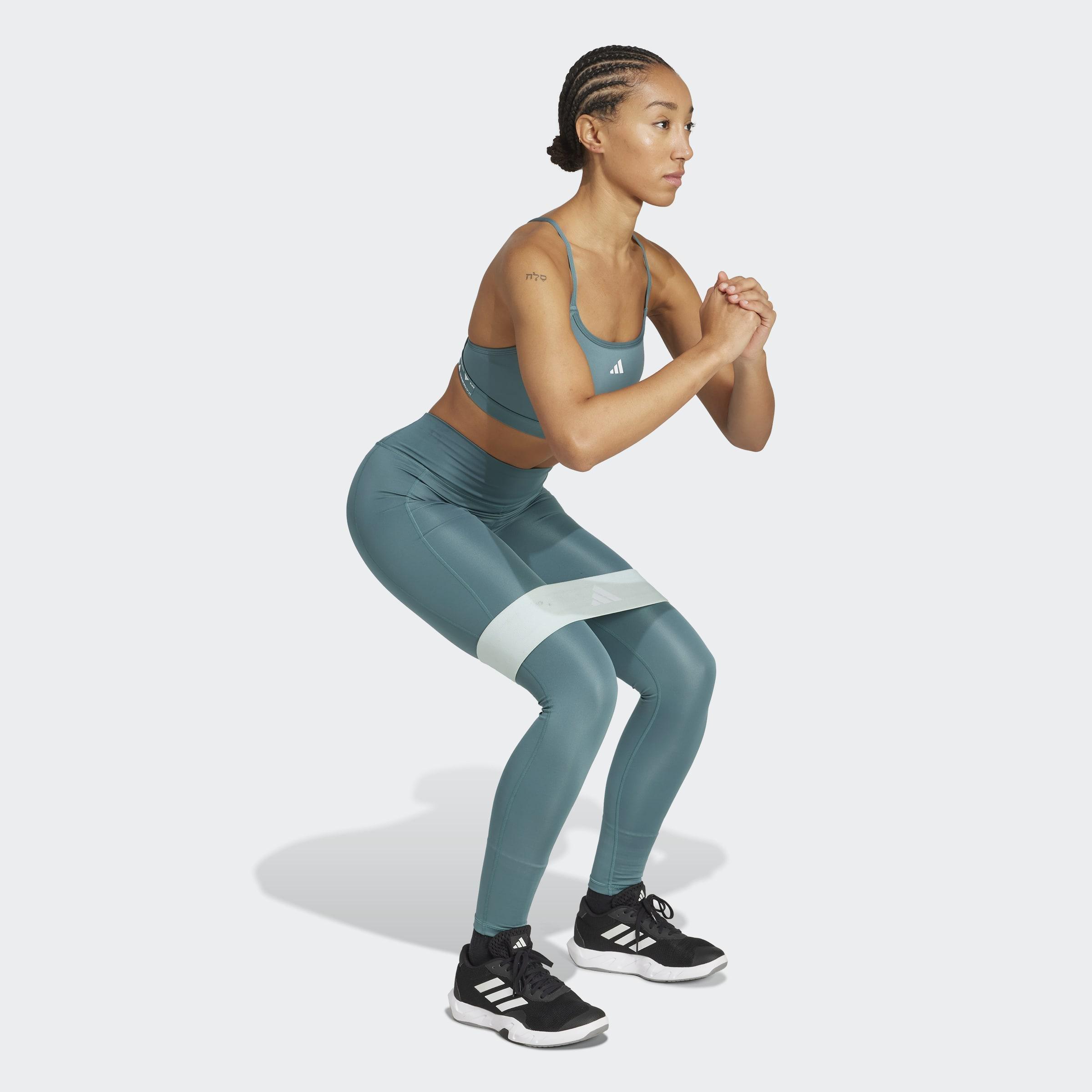 Optime Essentials Stash Pocket Full-Length Leggings, Green, A901_ONE, large image number 5