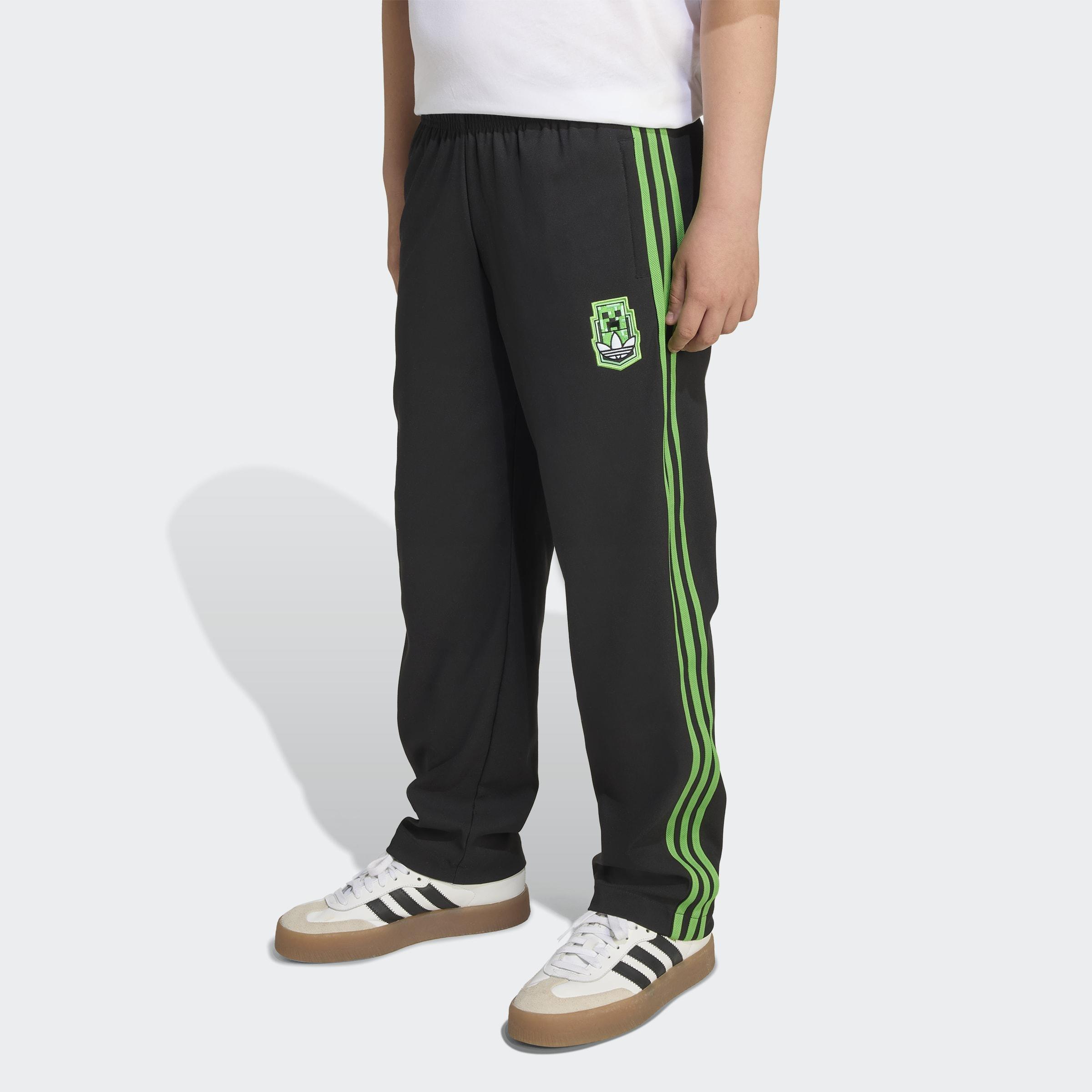 Kids Unisex Adidas X Minecraft Wide Leg Trousers, Black, A901_ONE, large image number 4
