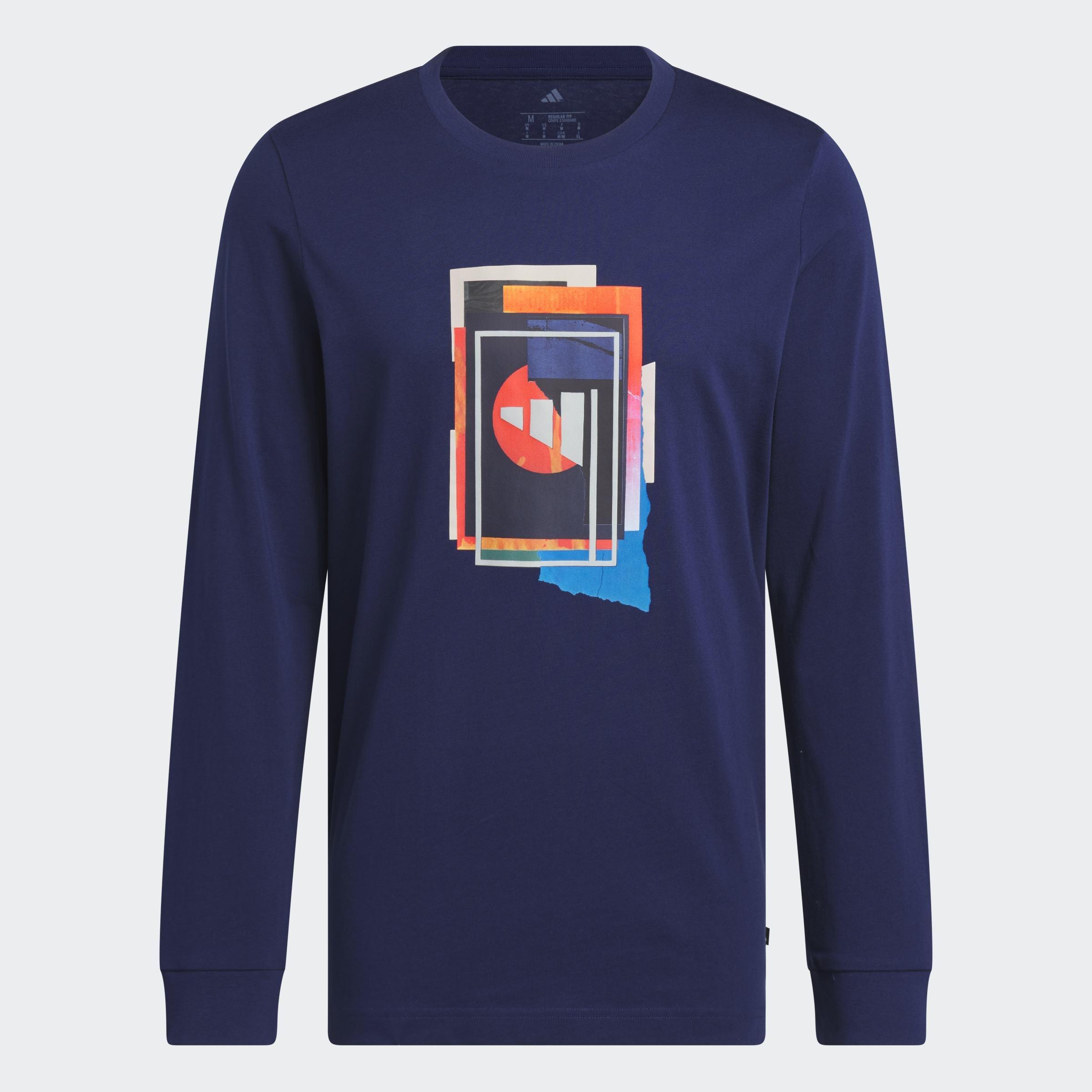 Beyond The Course Graphic Long Sleeve T-Shirt, Blue, A901_ONE, large image number 0