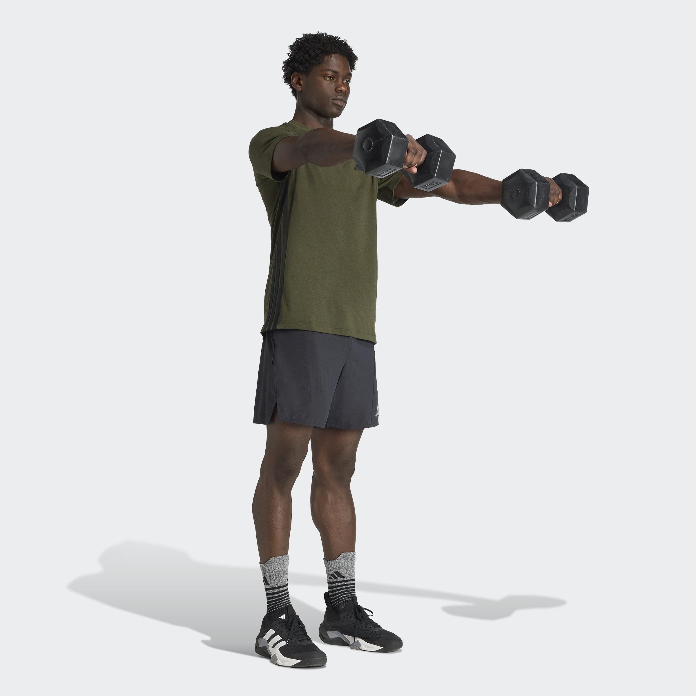 Train Essentials Training Feelready 3-Stripes T-Shirt, Green, A901_ONE, large image number 4