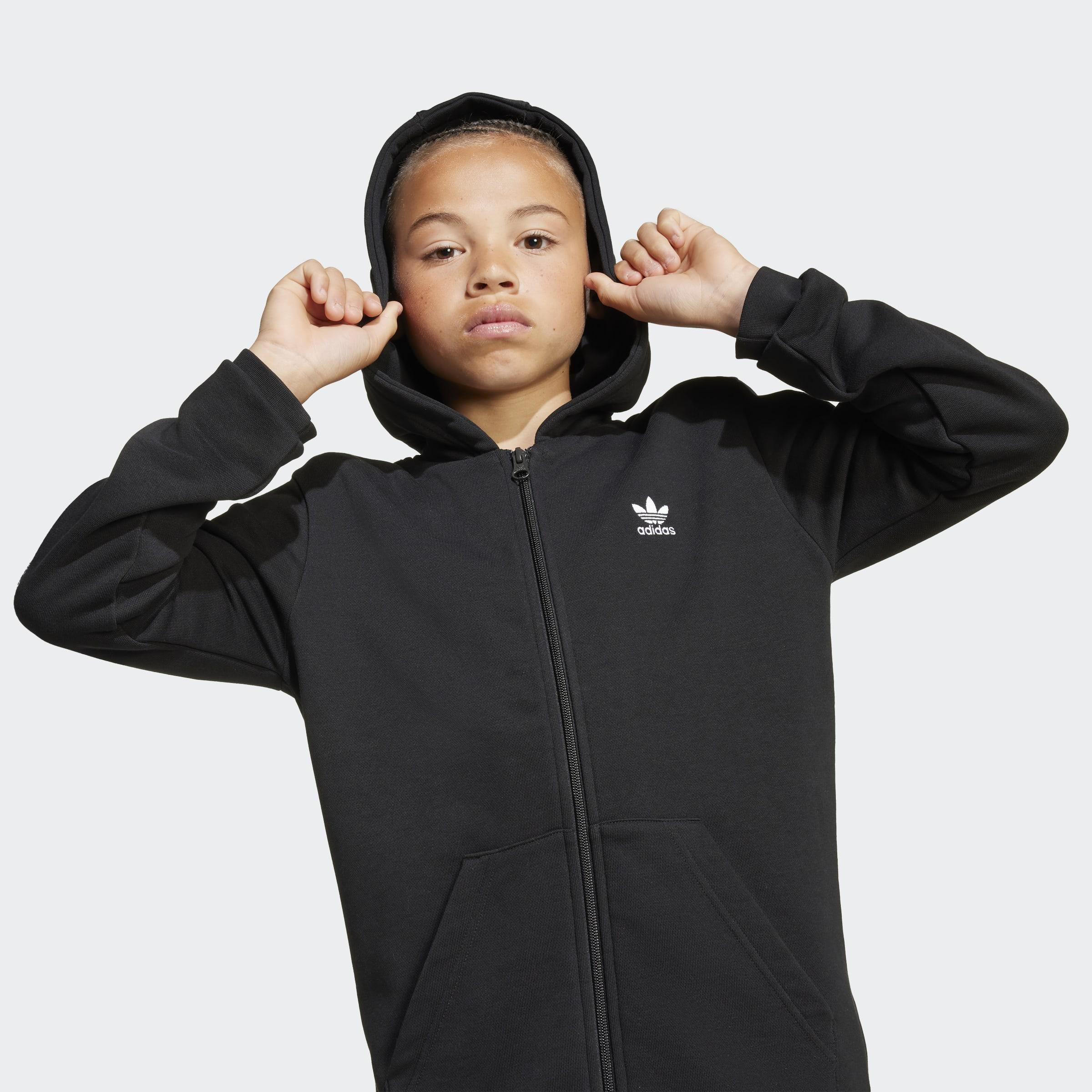 Kids Unisex Full-Zip Hoodie, Black, A901_ONE, large image number 4