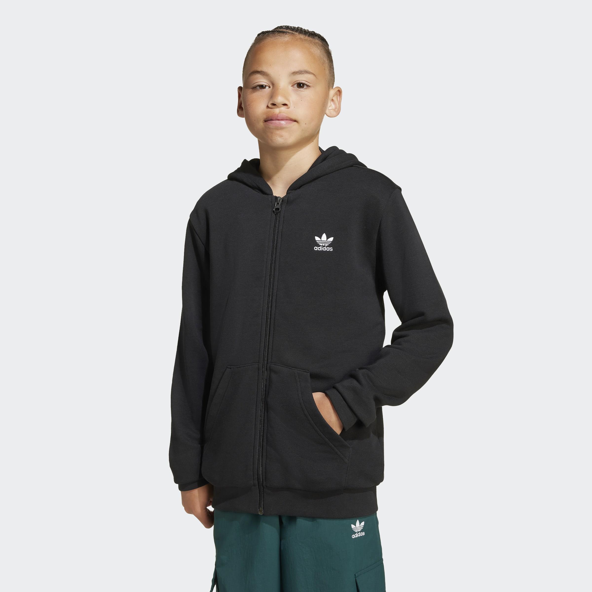 Kids Unisex Full-Zip Hoodie, Black, A901_ONE, large image number 5
