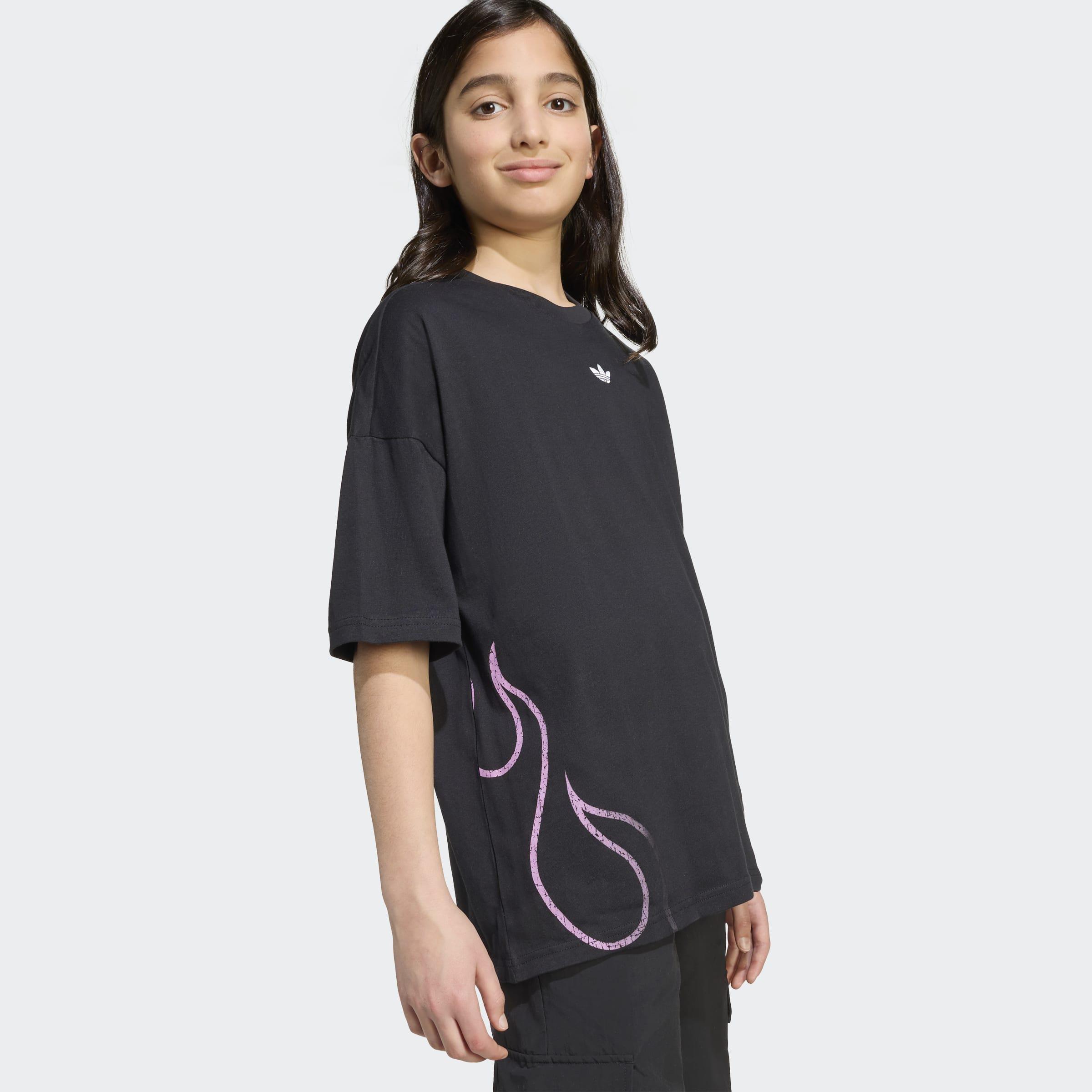 Kids Unisex Flames T-Shirt, Black, A901_ONE, large image number 4
