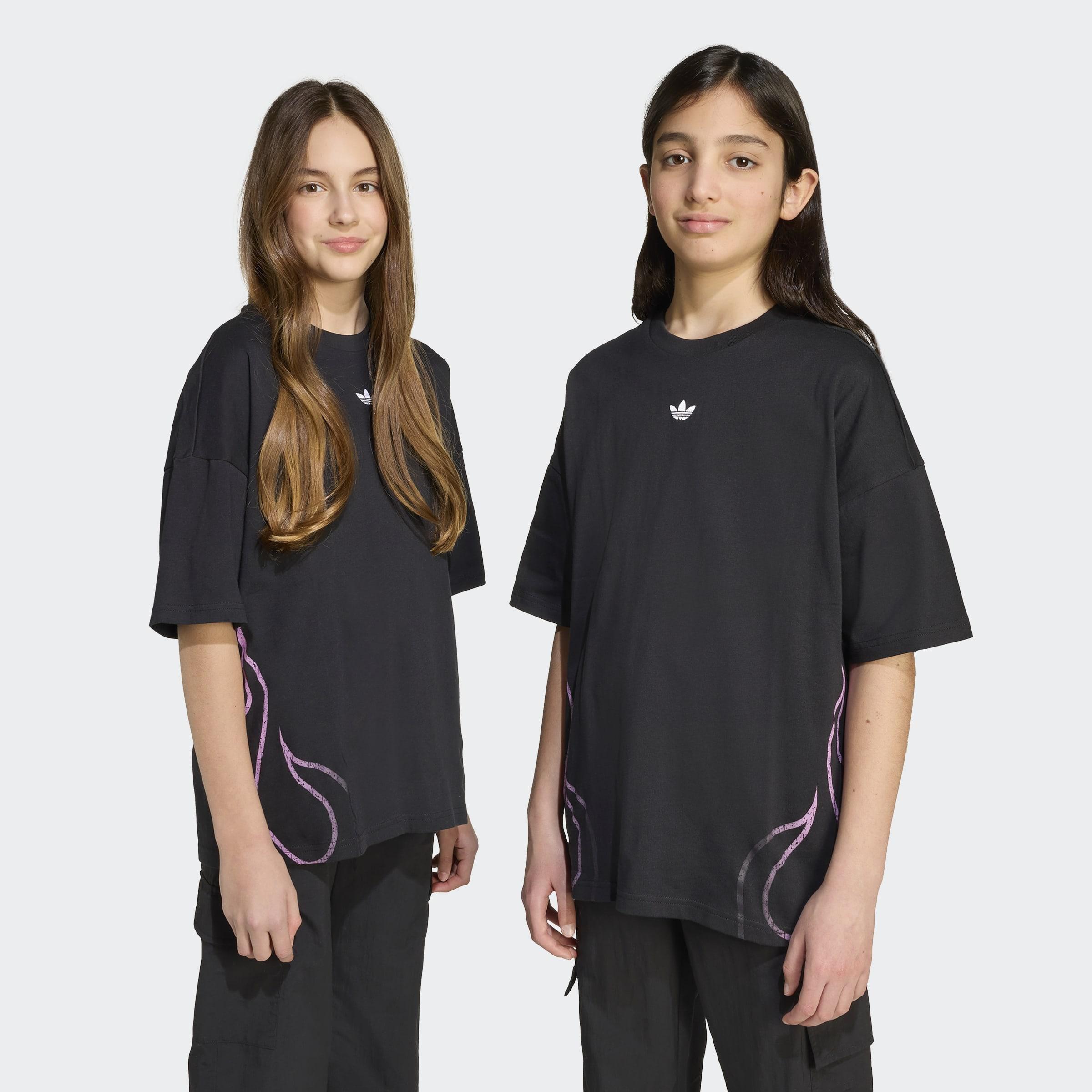 Kids Unisex Flames T-Shirt, Black, A901_ONE, large image number 7