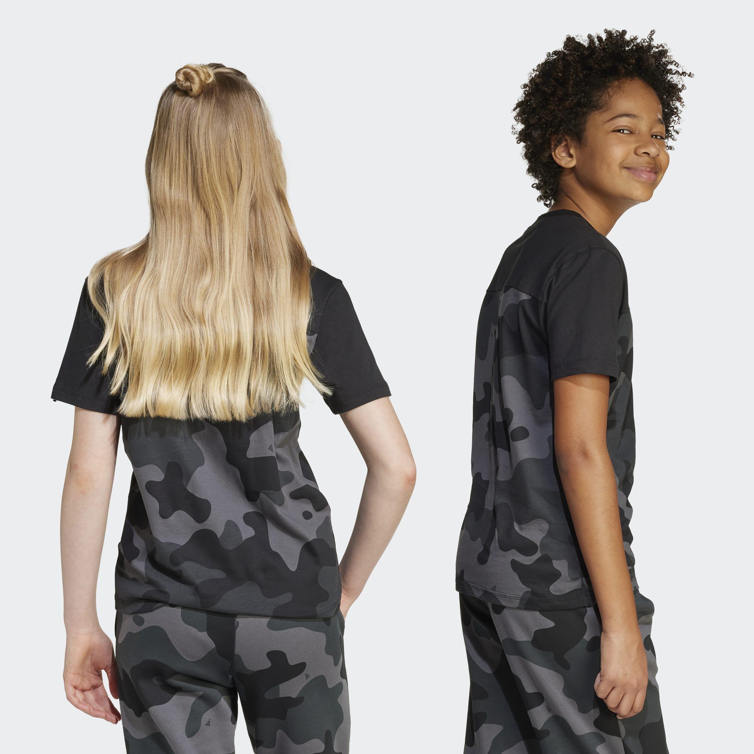 Kids Unisex Seasonal Essentials Camo Cotton T-Shirt, Black, A901_ONE, large image number 1