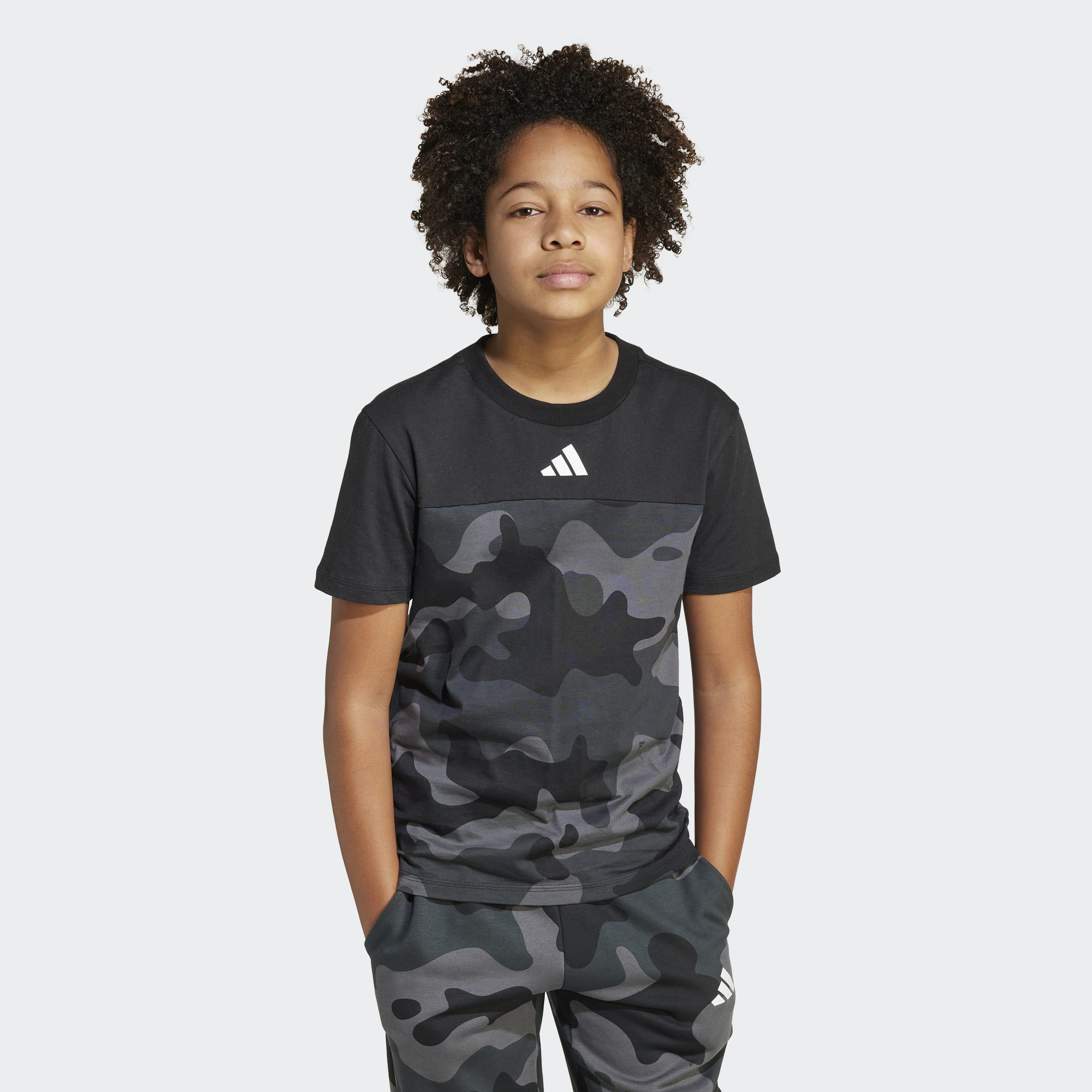 Kids Unisex Seasonal Essentials Camo Cotton T-Shirt, Black, A901_ONE, large image number 7