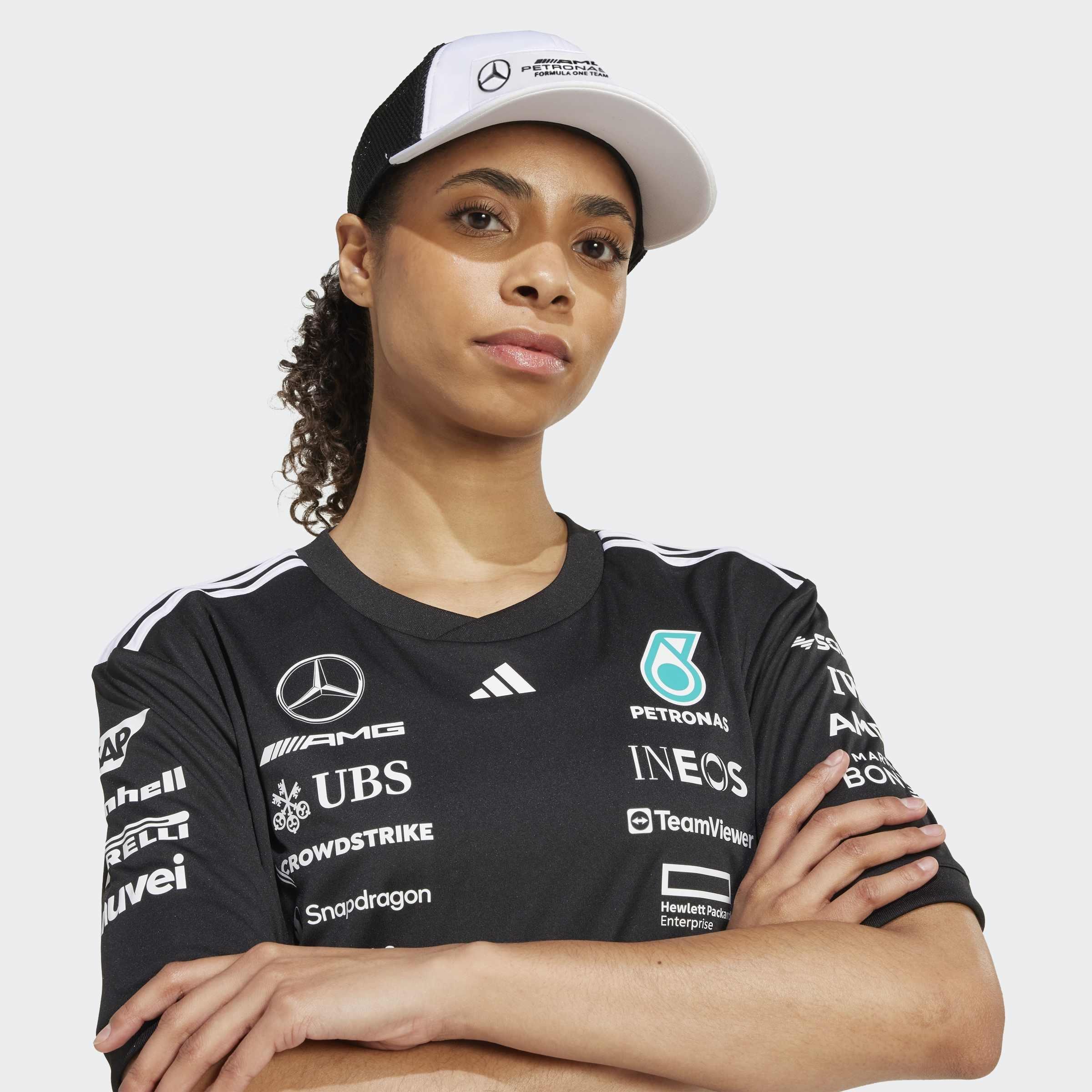 Unisex Mercedes - AMG Petronas Formula One Team Snapback Logo Trucker Cap, White, A901_ONE, large image number 4