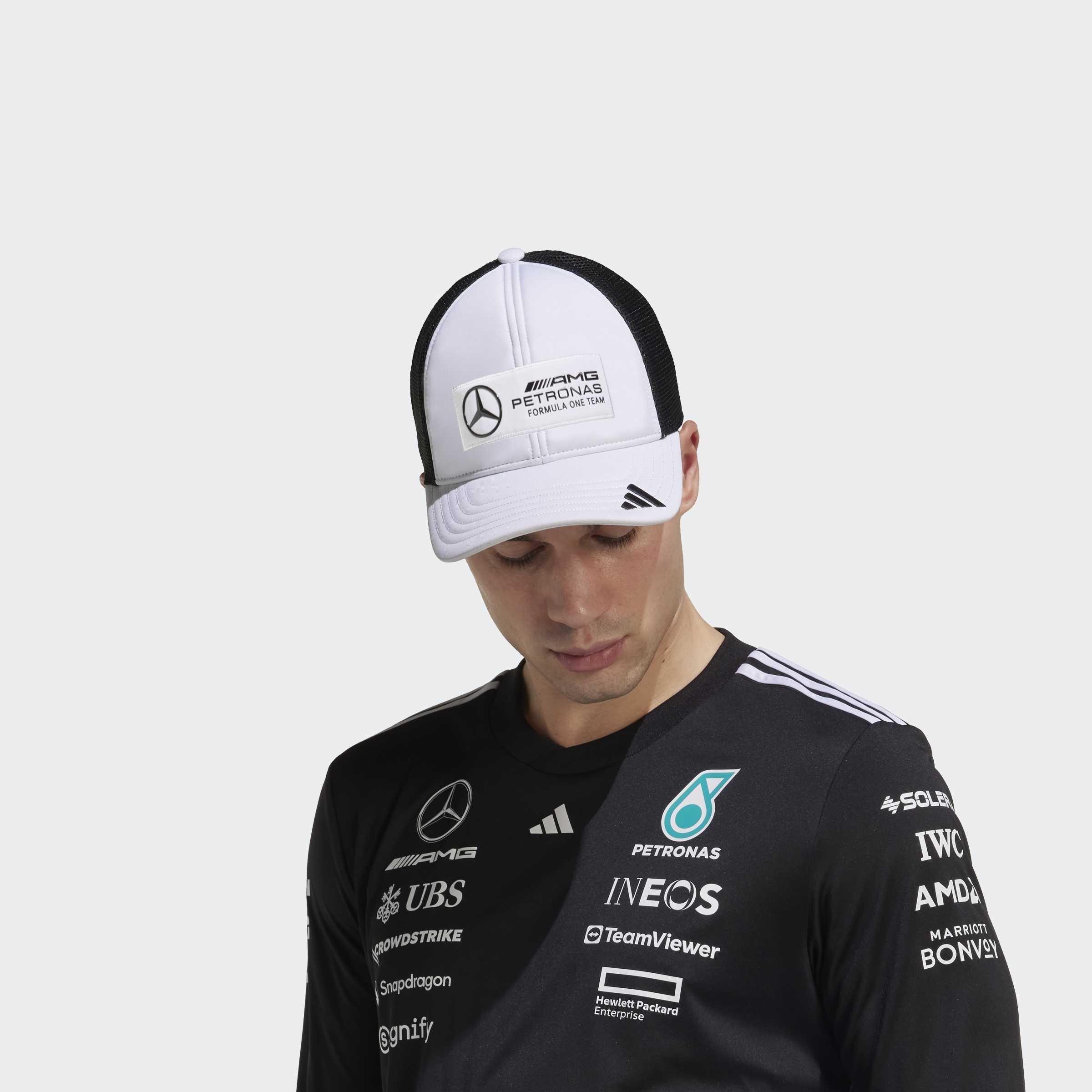 Unisex Mercedes - AMG Petronas Formula One Team Snapback Logo Trucker Cap, White, A901_ONE, large image number 5