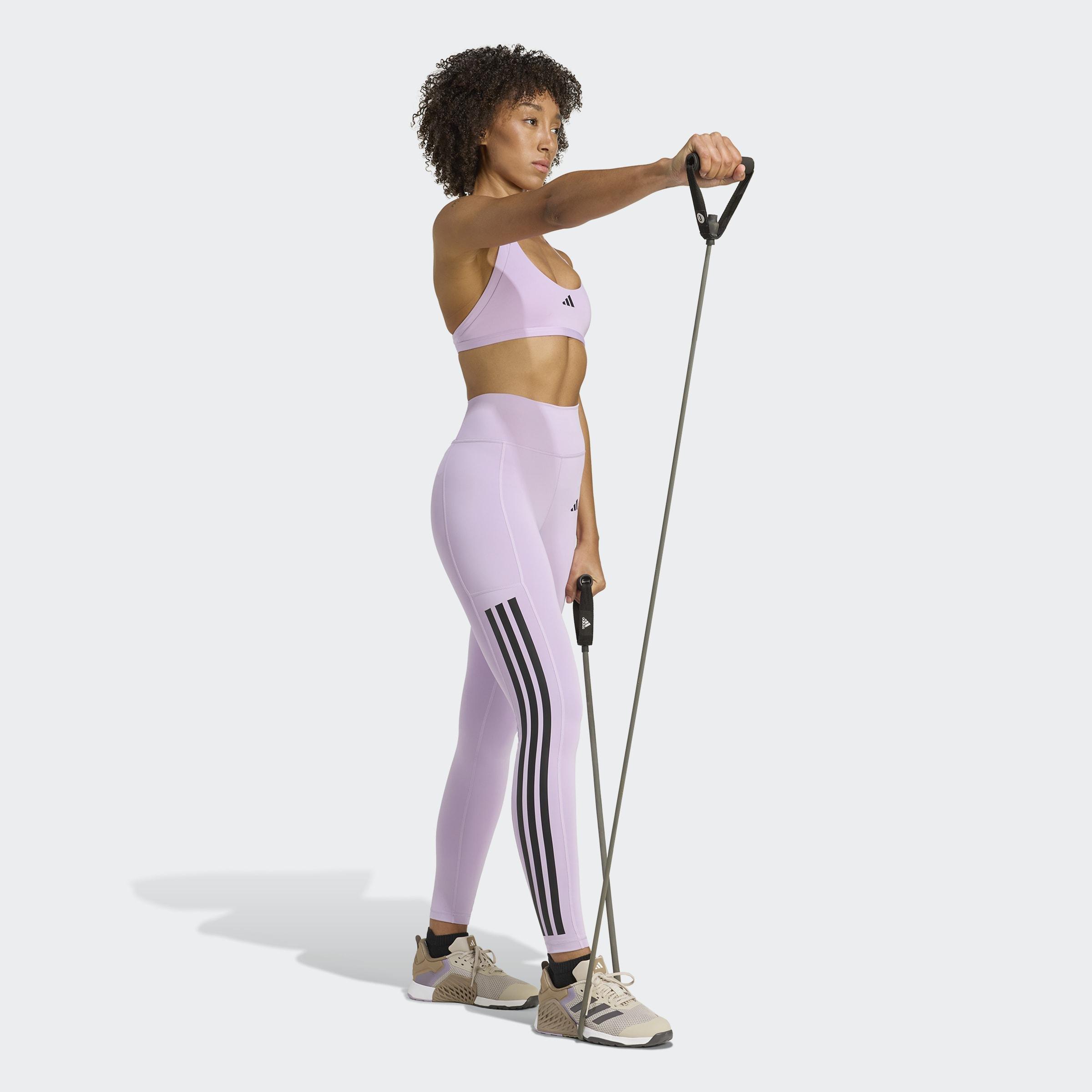 Optime 3-Stripes Full Length Leggings, Purple, A901_ONE, large image number 6