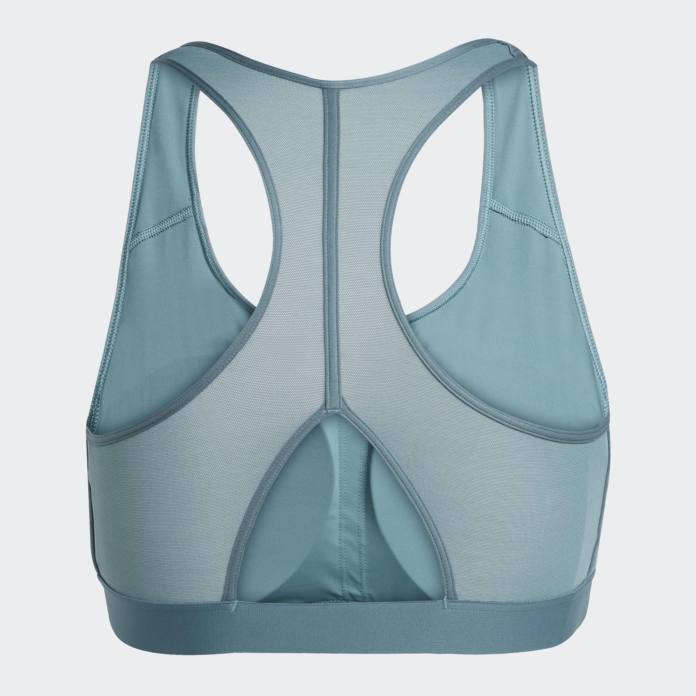 Powerreact Train Medium-Support 3-Stripes Bra, Green, A901_ONE, large image number 1