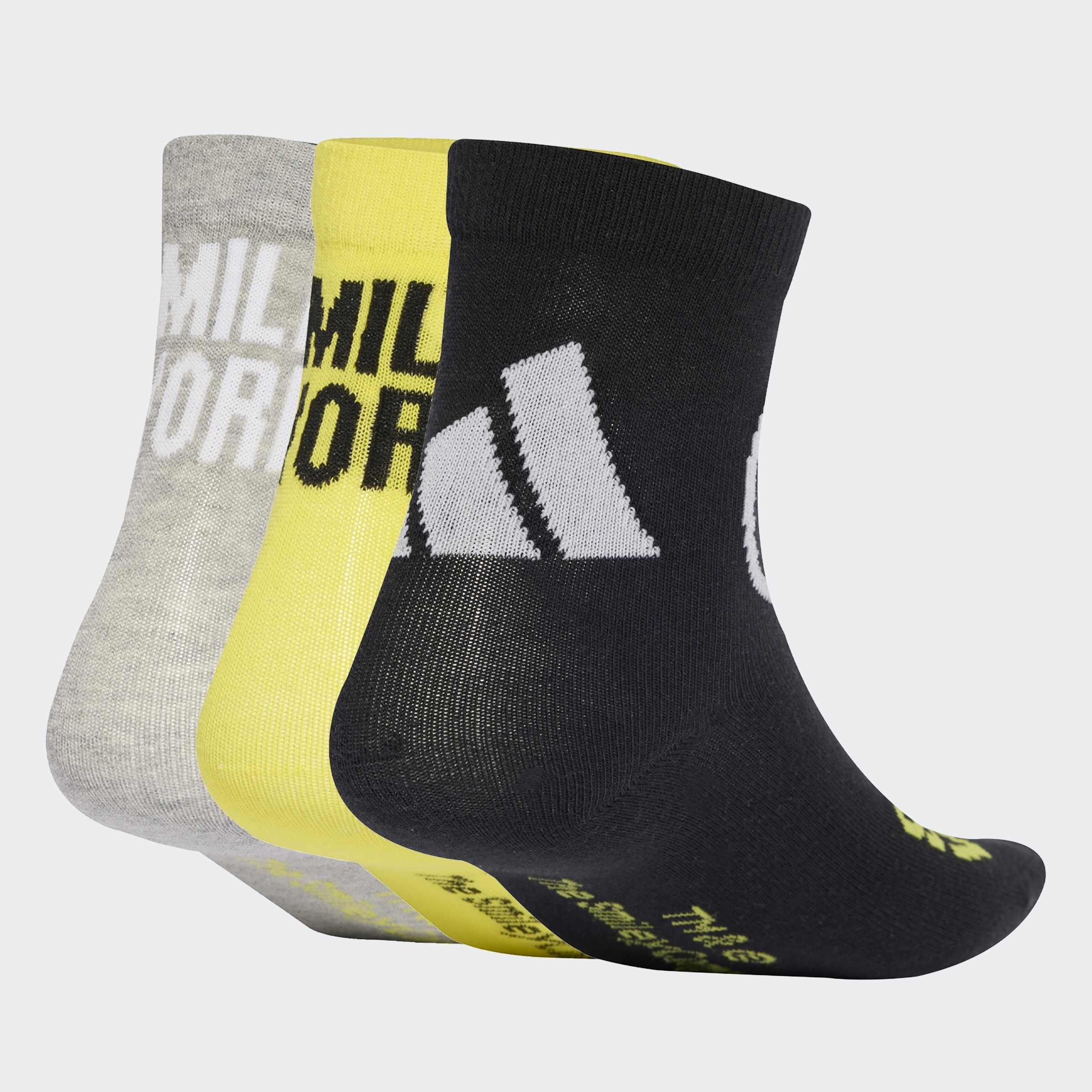 Kids Unisex Adidas Smiley Socks - 3 Pairs, Multicolour, A901_ONE, large image number 0