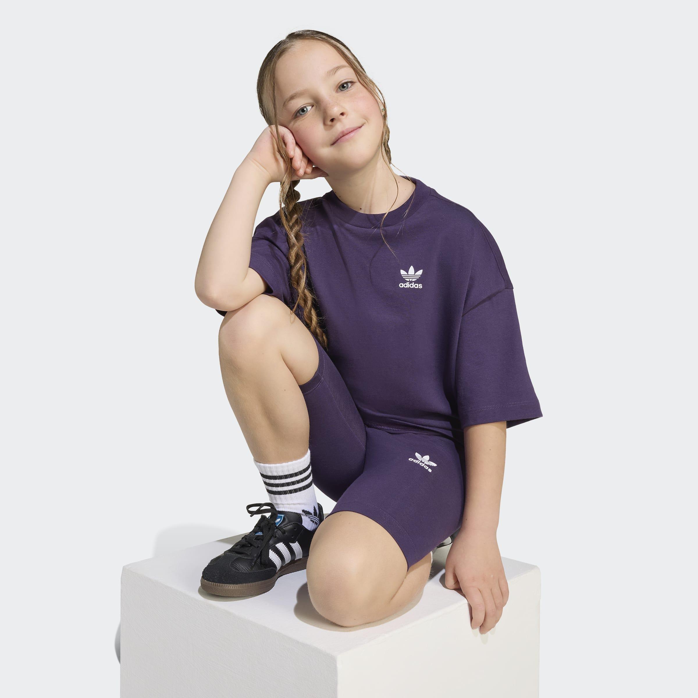 Kids Cycling Shorts And Tee Set, Purple, A901_ONE, large image number 2