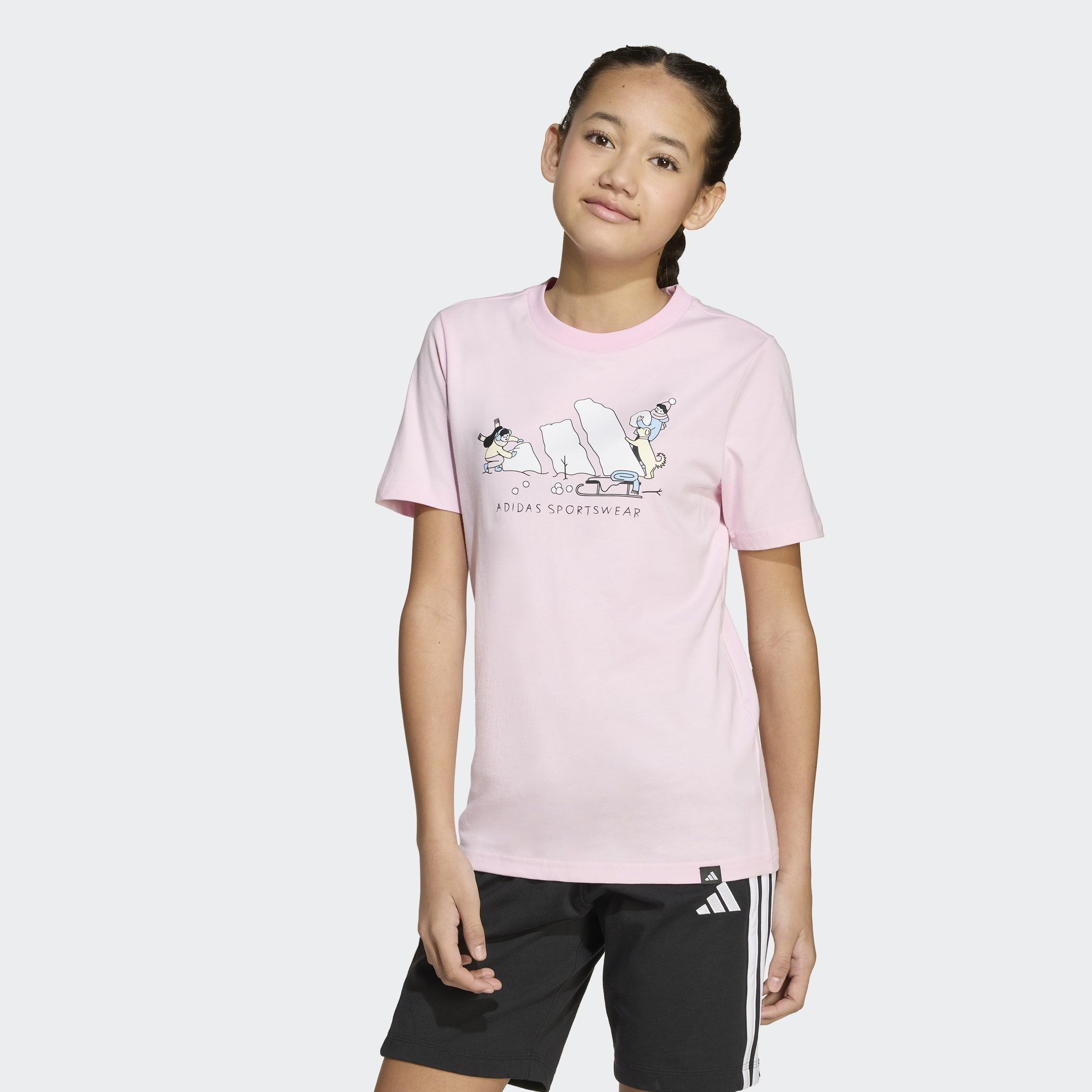 Kids Unisex Winter Sports Graphic T-Shirt, Pink, A901_ONE, large image number 6