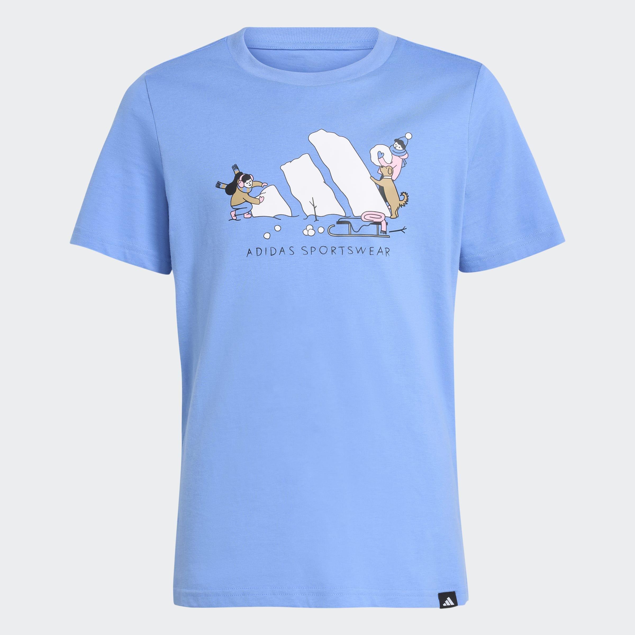 Kids Unisex Winter Sports Graphic T-Shirt, Blue, A901_ONE, large image number 0