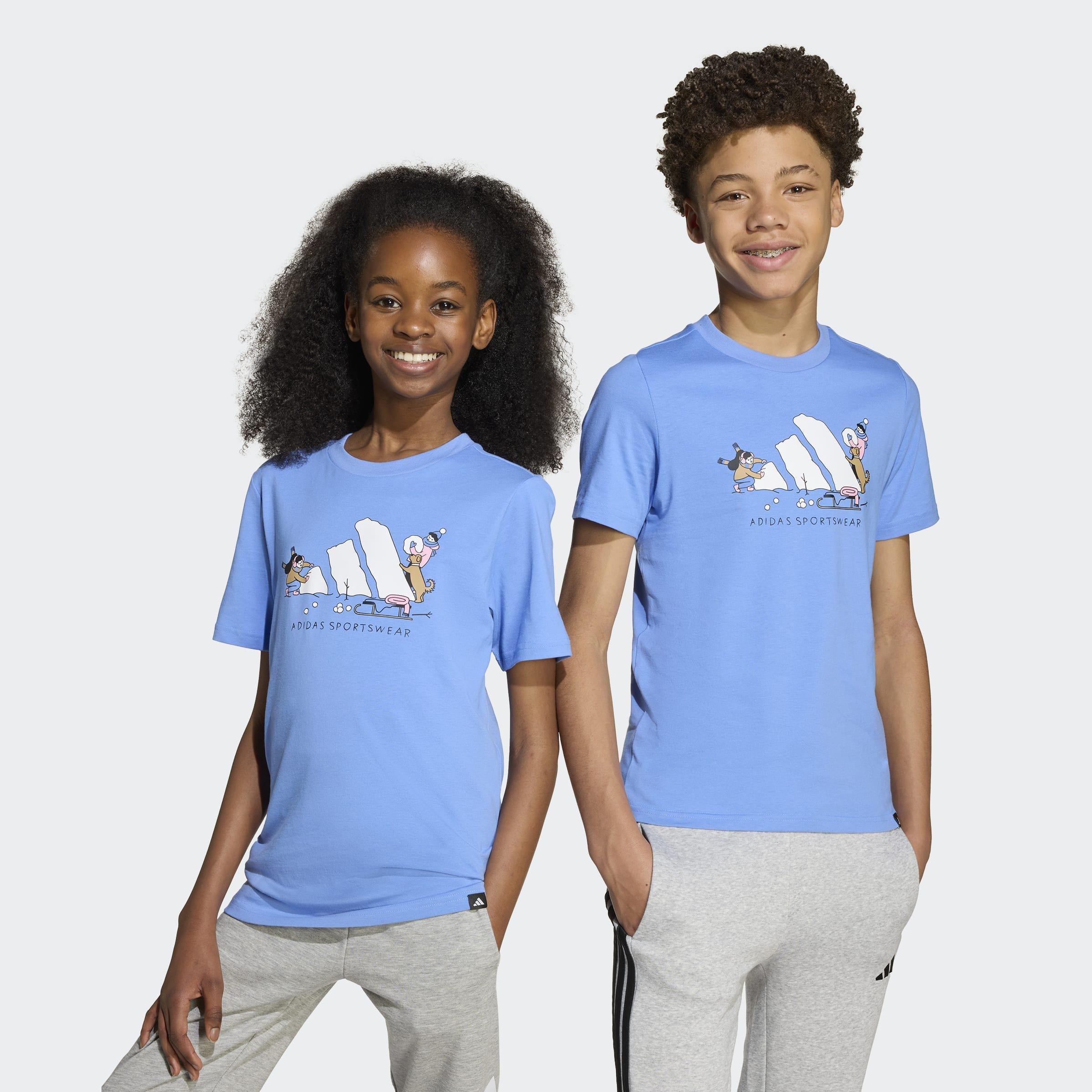 Kids Unisex Winter Sports Graphic T-Shirt, Blue, A901_ONE, large image number 6