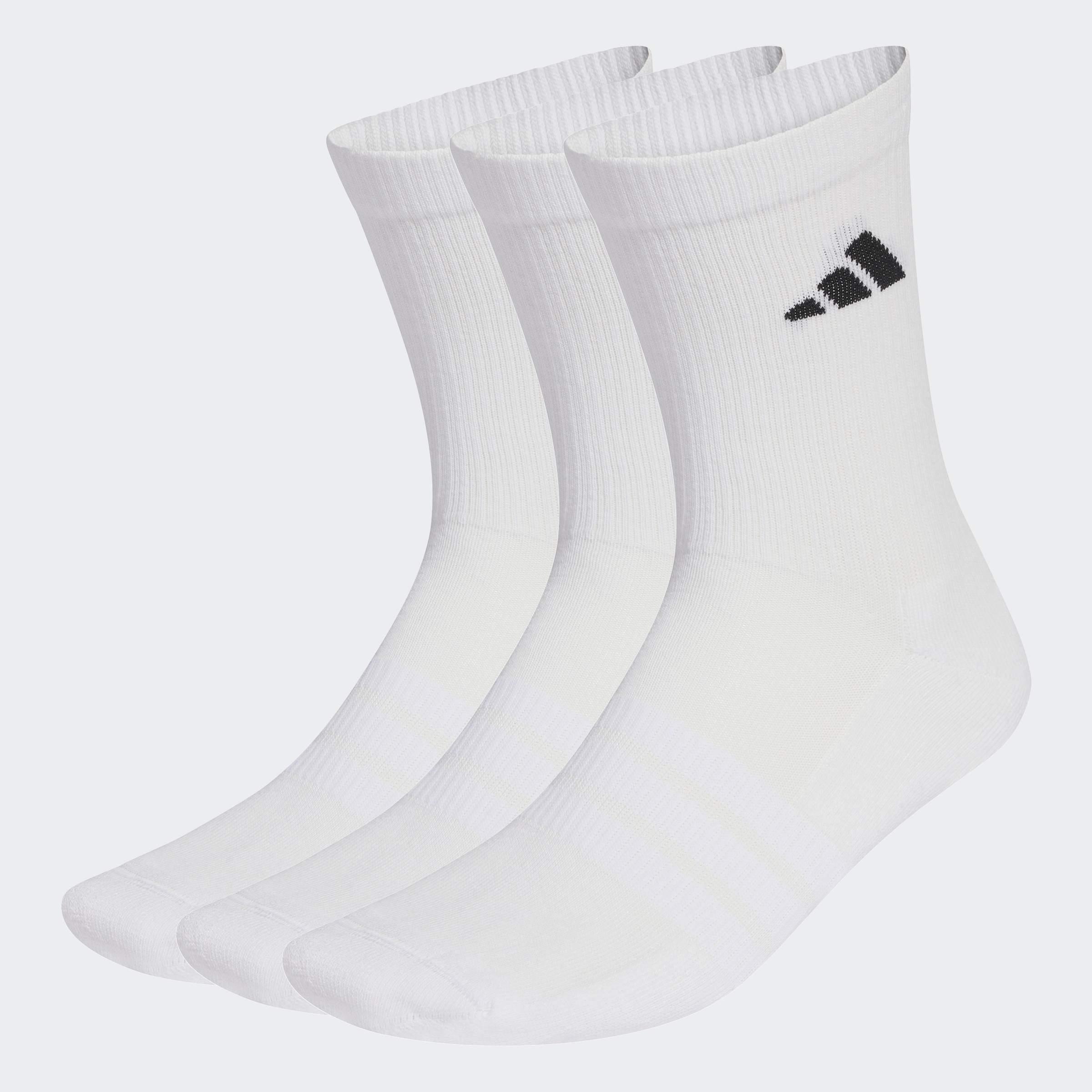 Unisex Cushioned Sportswear Crew Socks - 3 Pair Pack, White, A901_ONE, large image number 3